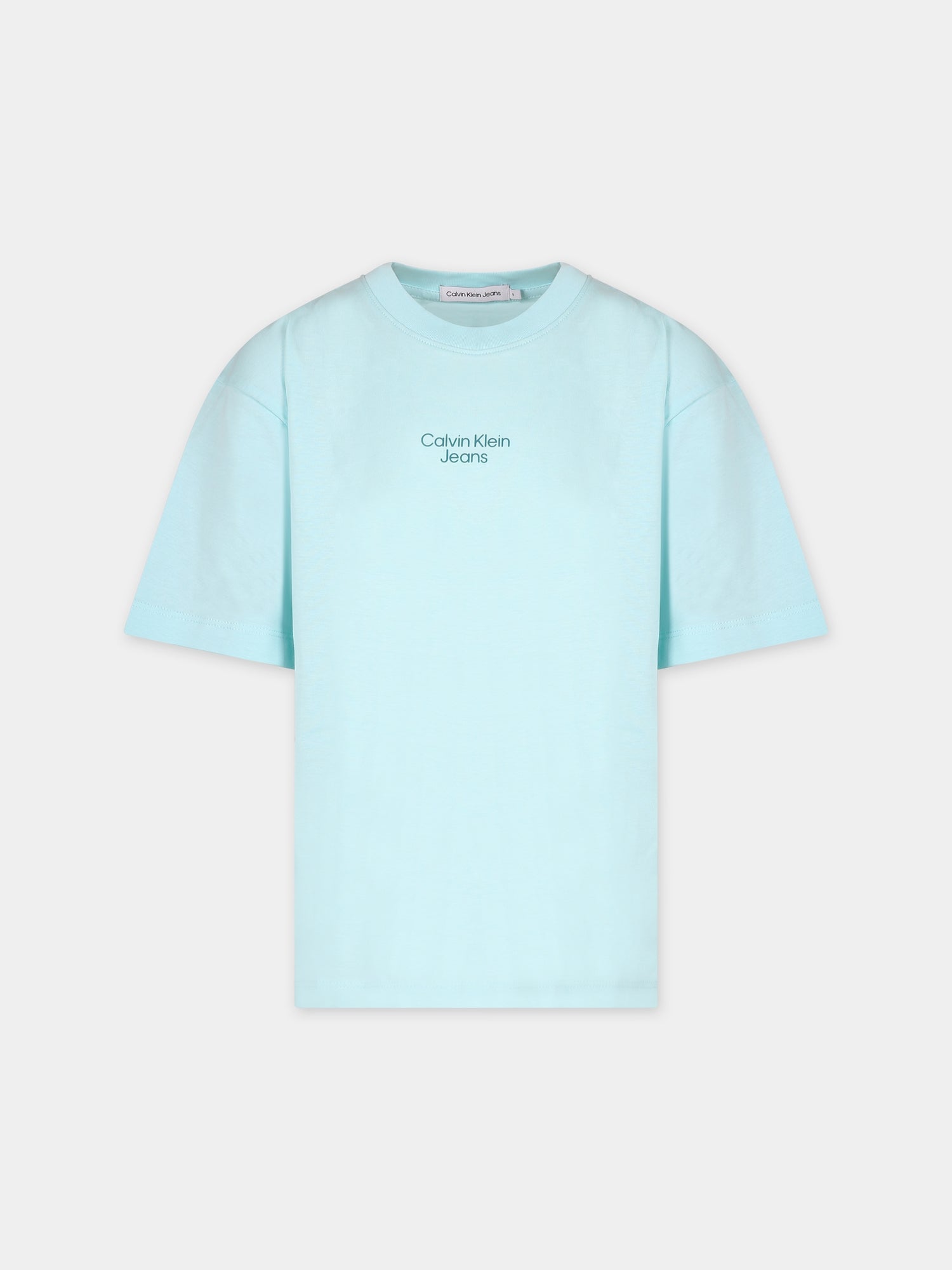 T-shirt celeste per bambino con logo,Calvin Klein Kids,24SCKIB0IB02034T CCP