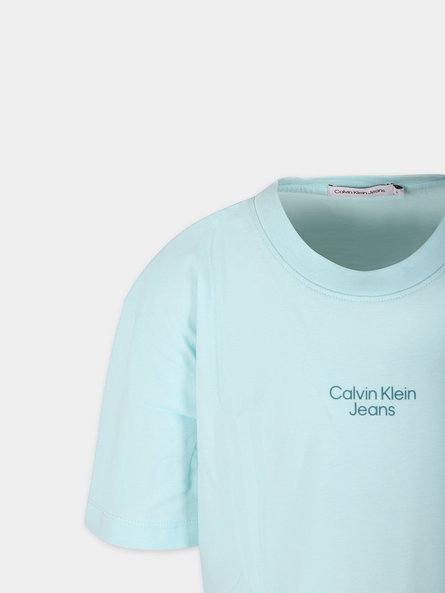T-shirt celeste per bambino con logo,Calvin Klein Kids,24SCKIB0IB02034T CCP