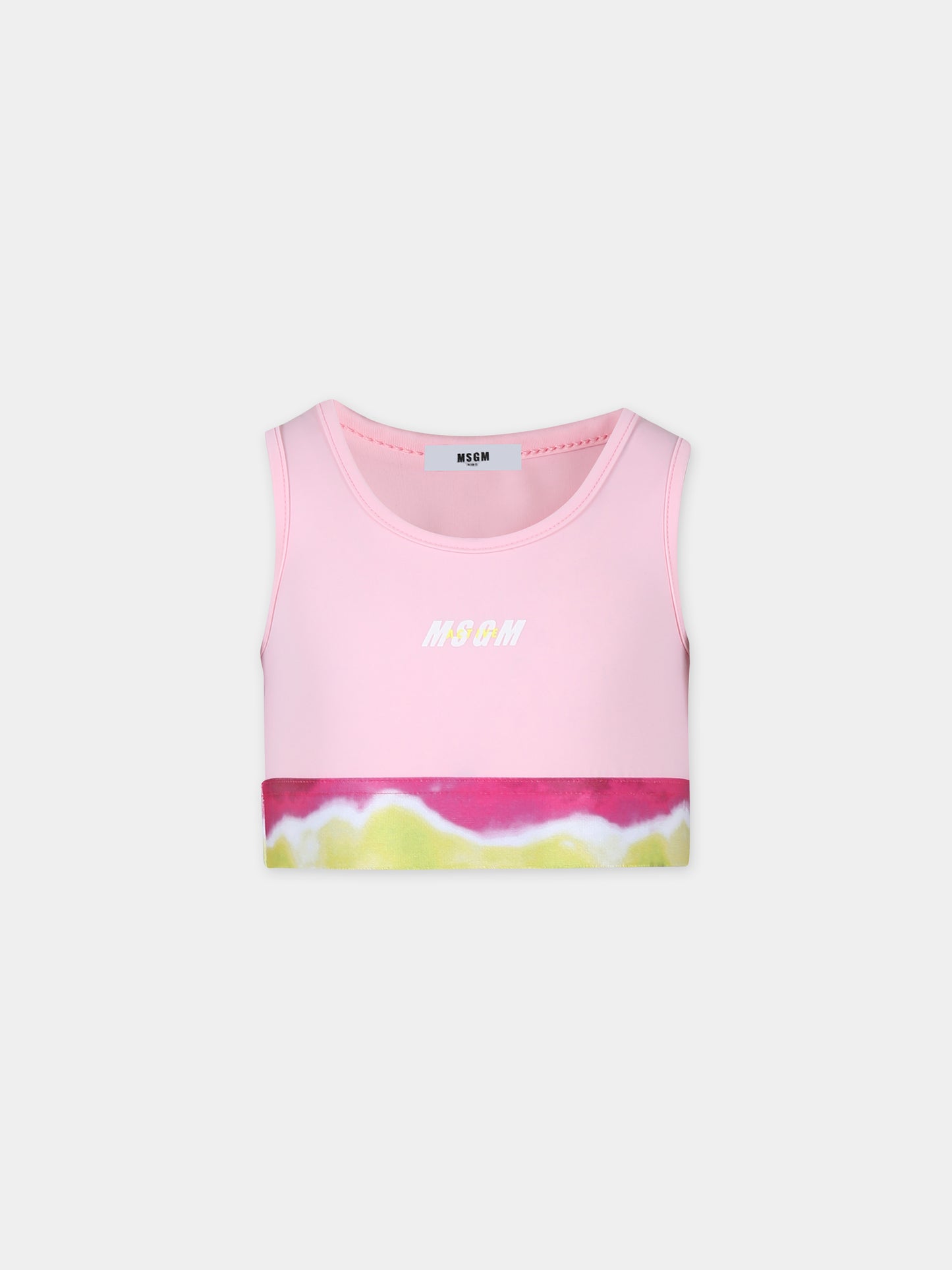 Top crop rosa per bambina con logo,Msgm Kids,MS028762 042