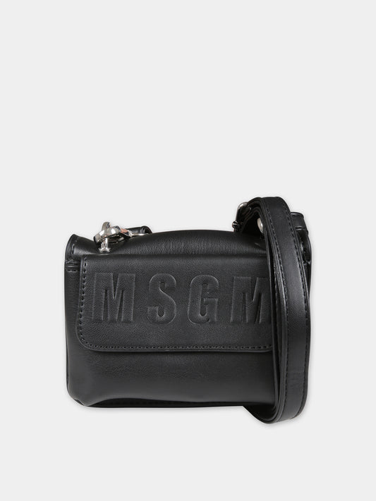 Borsa nera per bambina con logo,Msgm Kids,MS029349 110