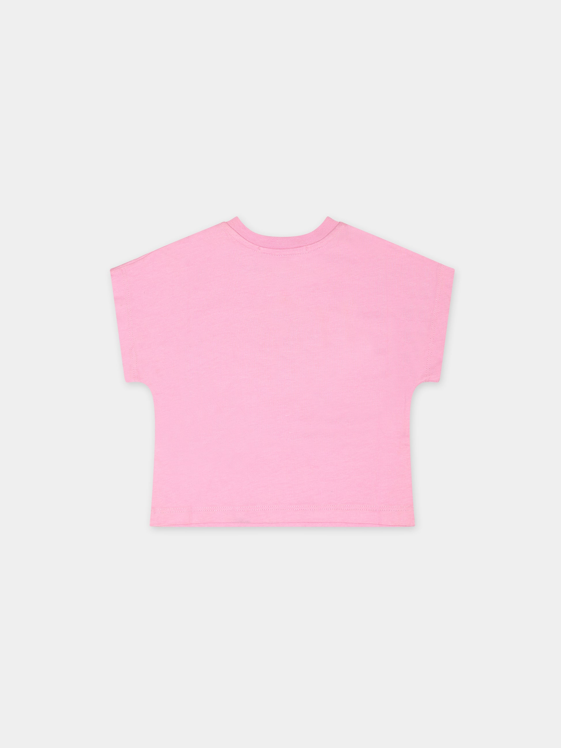 T-shirt rosa per neonata con stampa ciliegie,Msgm Kids,MS029371 042