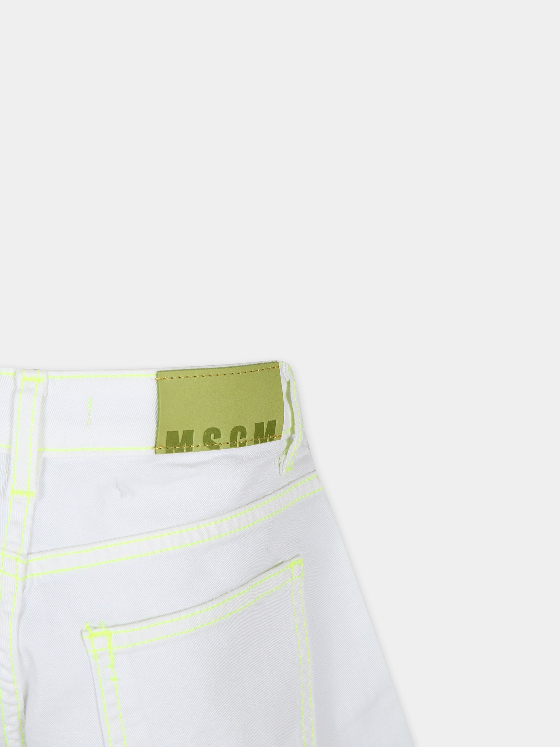 Shorts bianchi per bambina con logo,Msgm Kids,MS029377 001