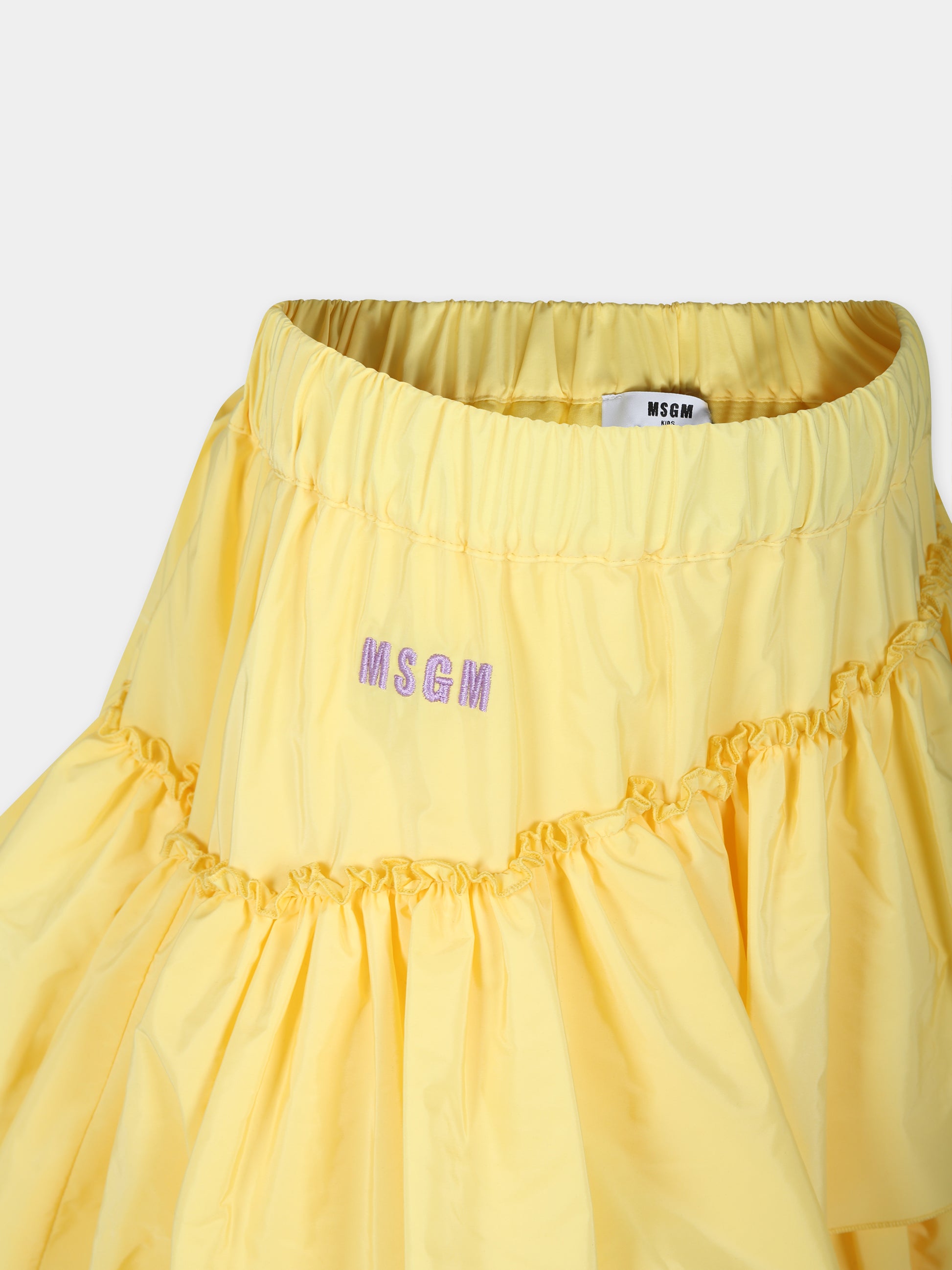 Gonna gialla per bambina con logo,Msgm Kids,MS029430 029