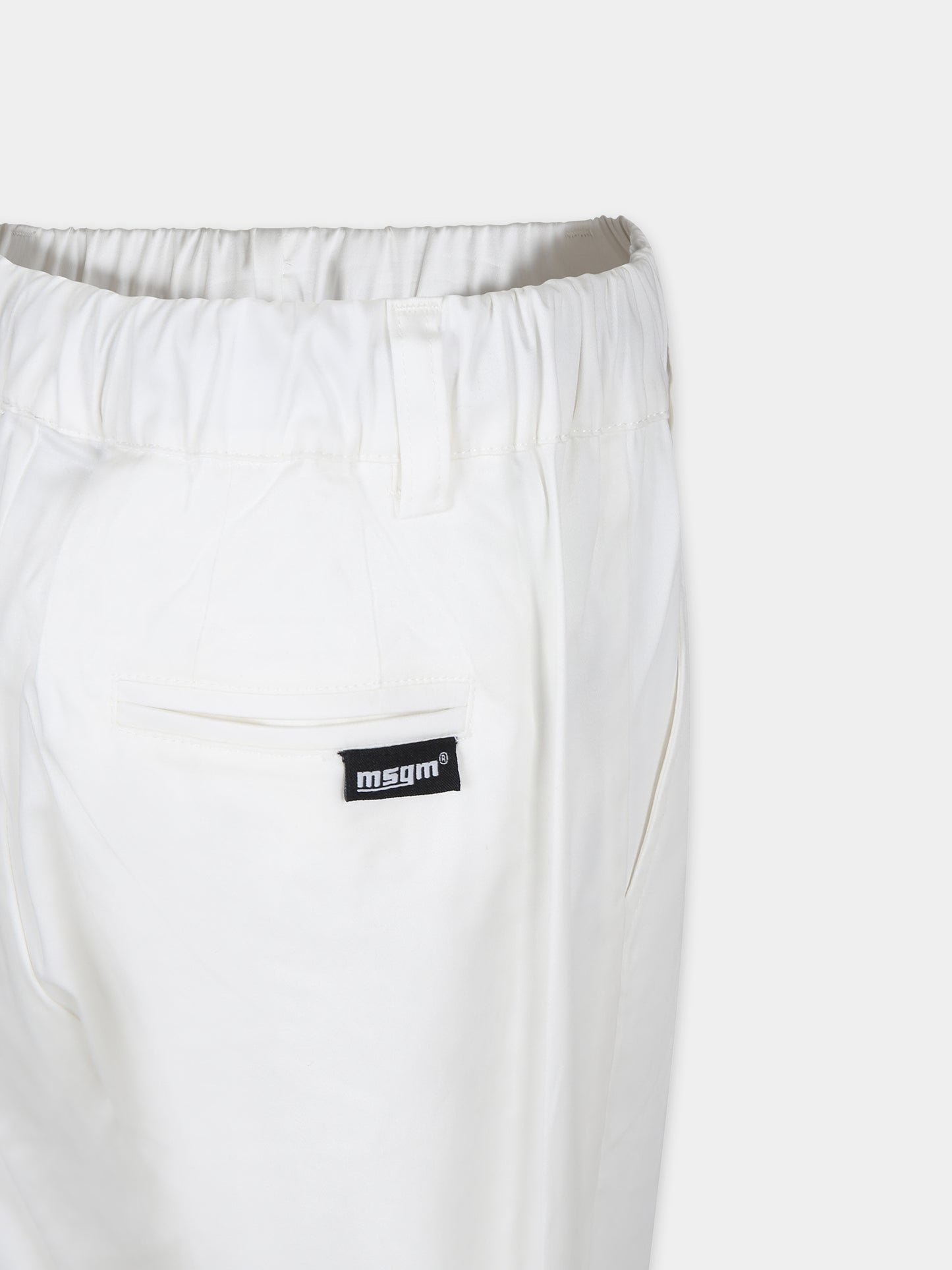 Pantaloni avorio per bambino con logo,Msgm Kids,MS029540 002