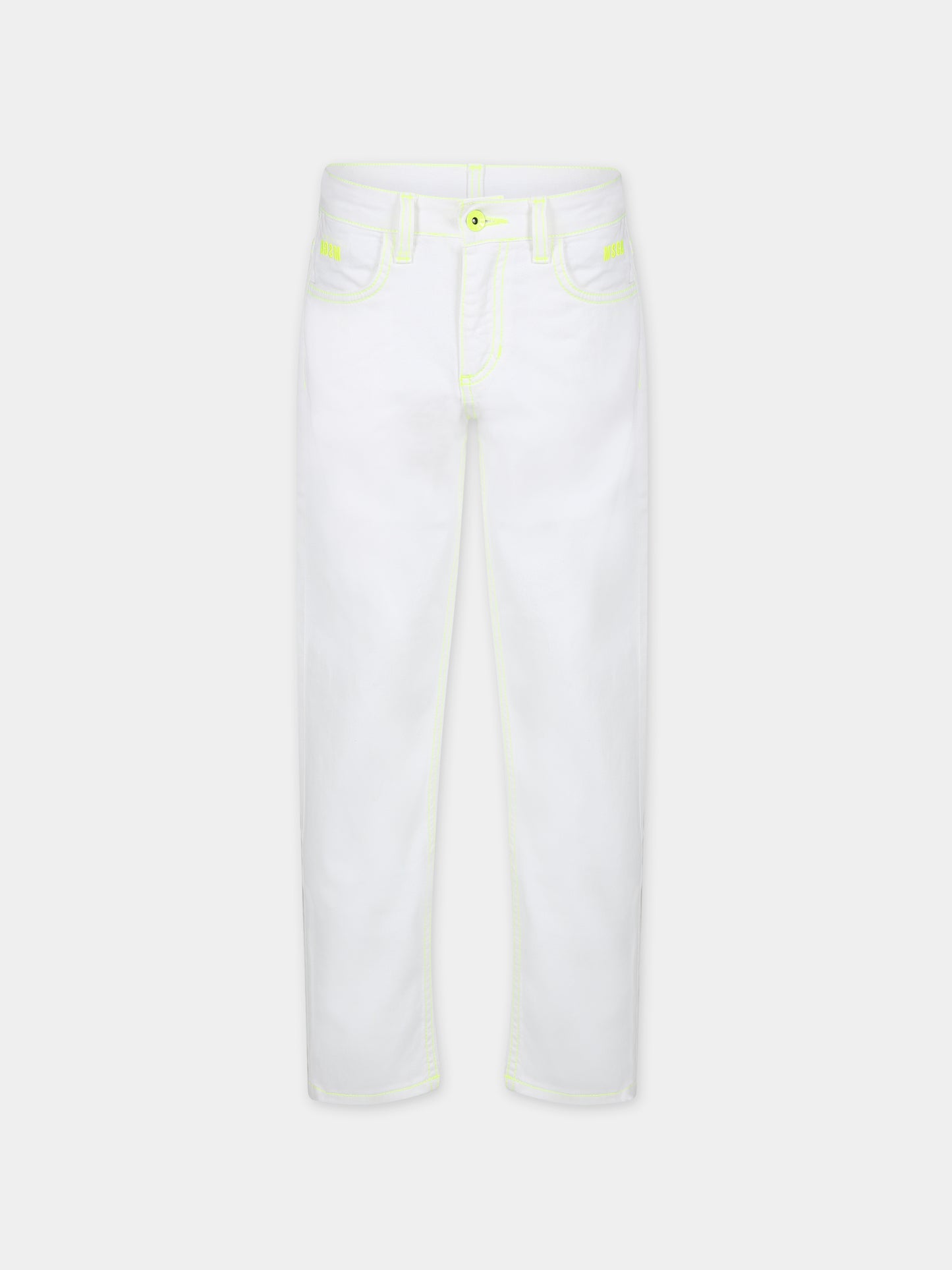 Jeans bianco per bambino con logo,Msgm Kids,MS029542 125