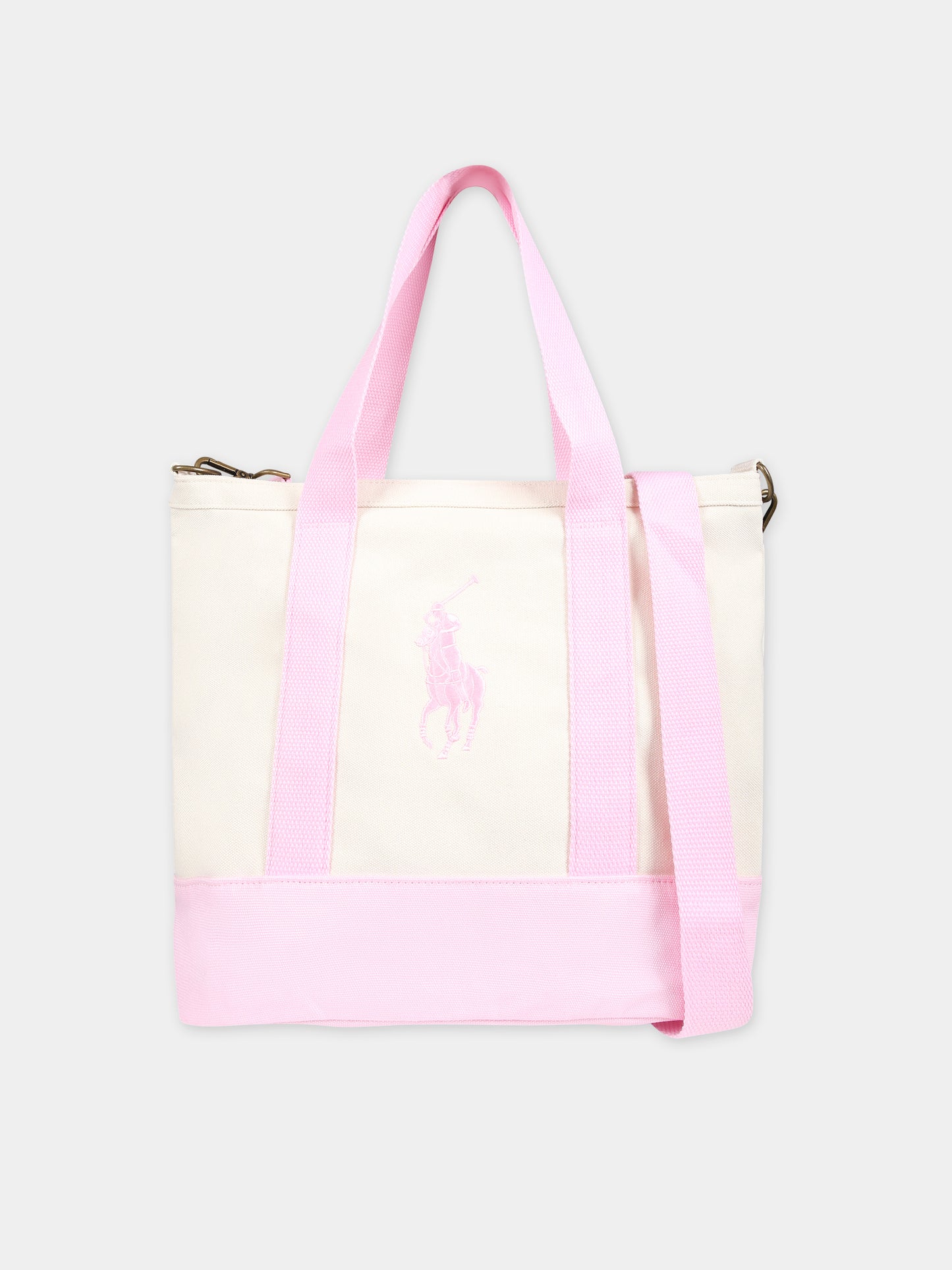 Borsa avorio per bambina con cavallino,Ralph Lauren Kids,24SMRL9AR023 W2Q