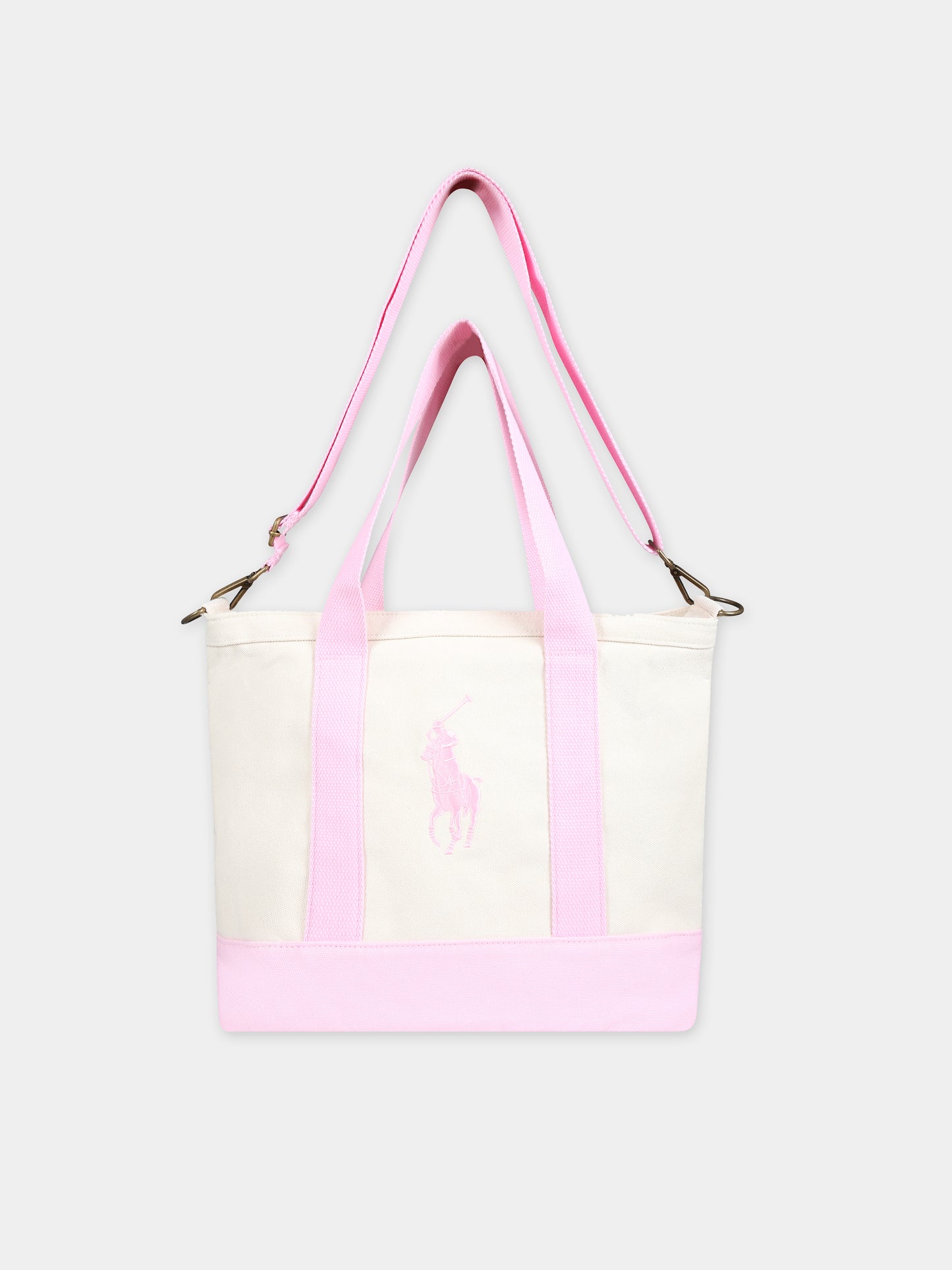 Borsa avorio per bambina con cavallino,Ralph Lauren Kids,24SMRL9AR023 W2Q