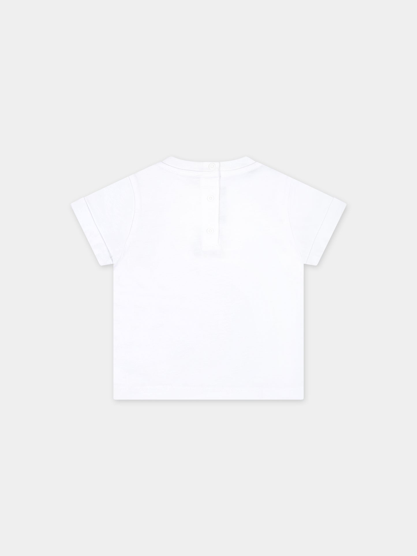 T-shirt bianca per neonati con logo ricamato,Balmain Kids,BT8531 Z0082 100