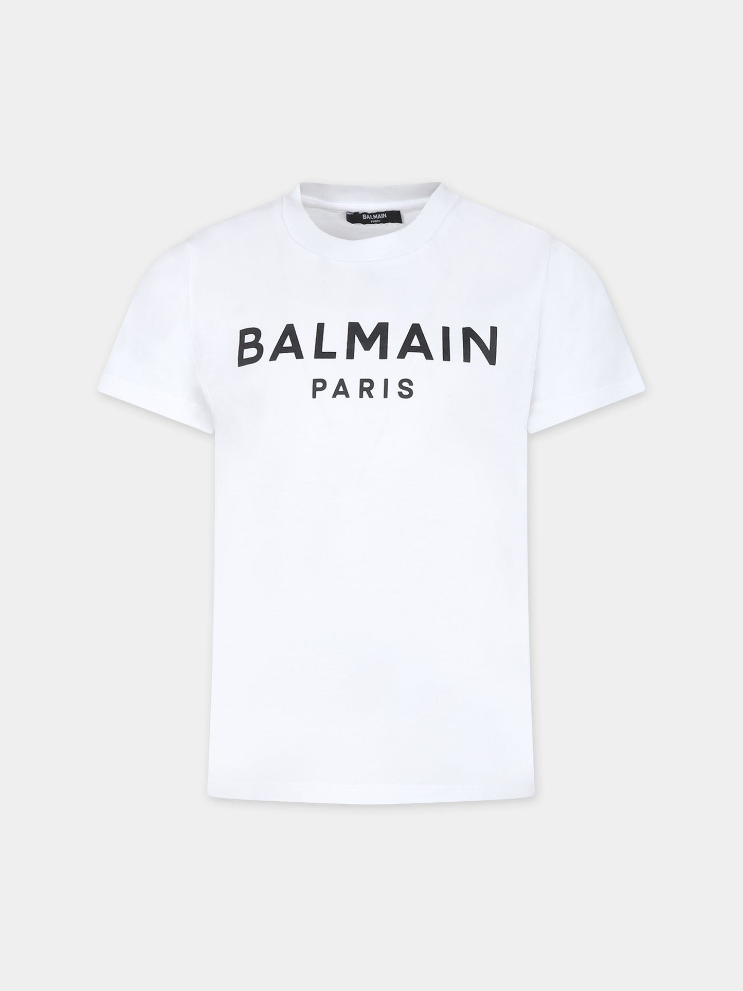 T-shirt bianca per bambini con logo,Balmain Kids,BT8P41 Z0082 100NE
