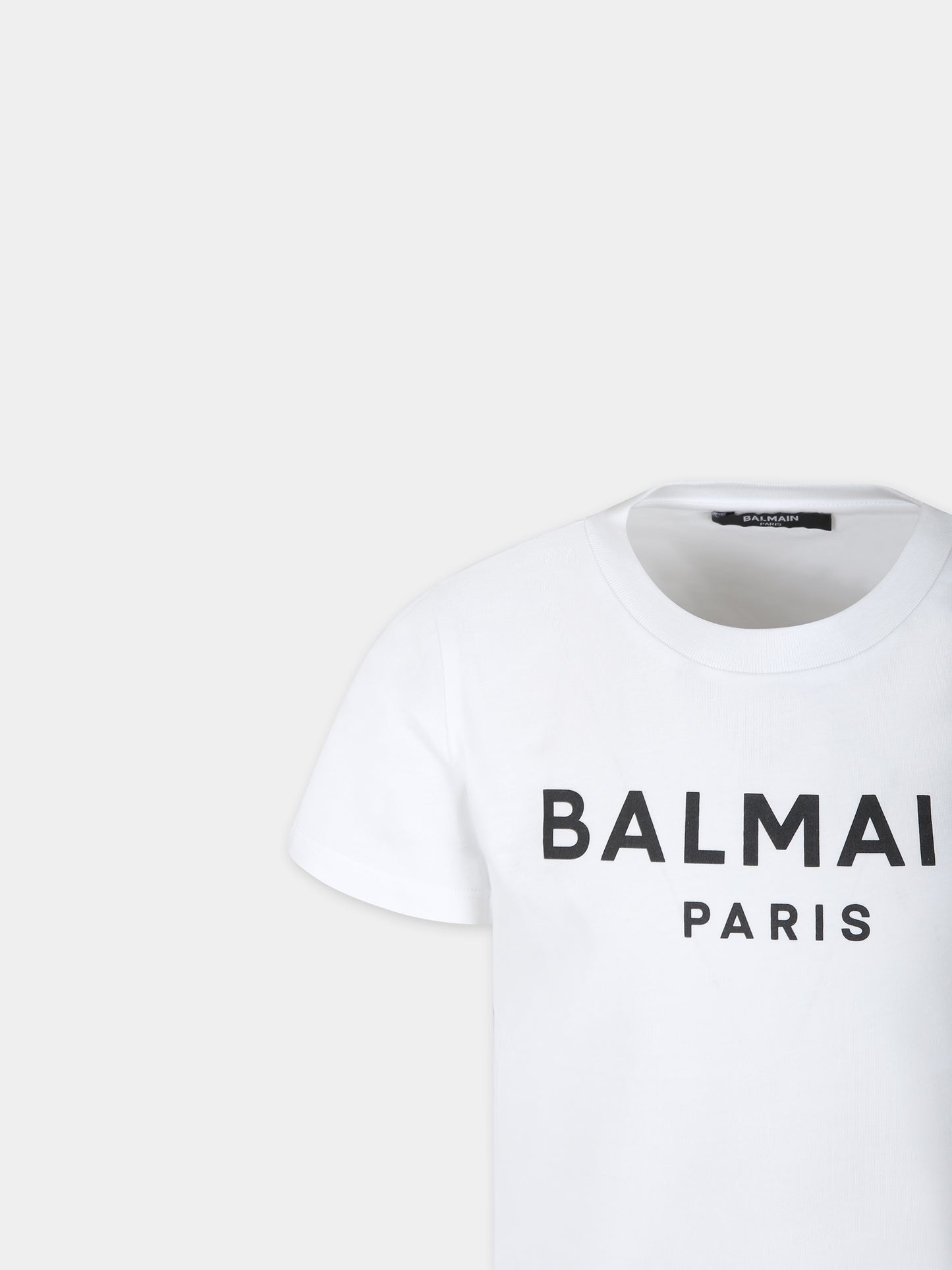 T-shirt bianca per bambini con logo,Balmain Kids,BT8P41 Z0082 100NE