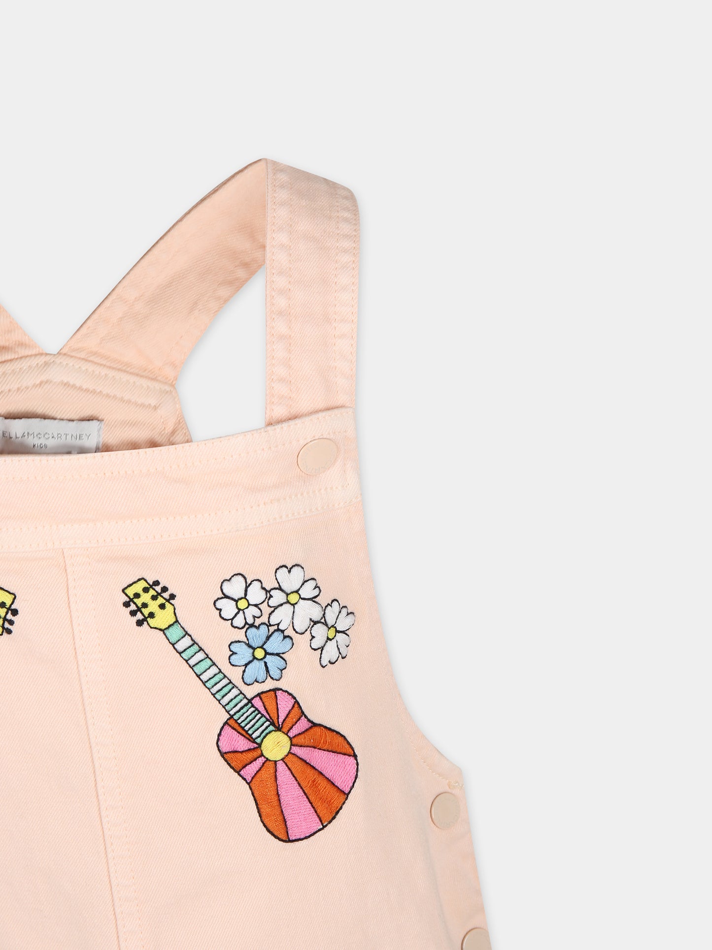 Salopette rosa per bambina con ricami floreali,Stella Mccartney Kids,TSAA12 Z0156 504