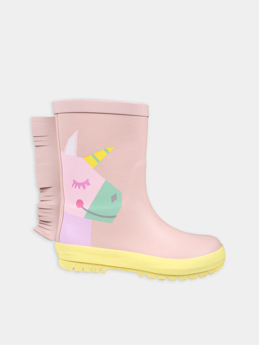 Stivali da pioggia rosa per bambina con unicorni,Stella Mccartney Kids,TT0A96 Z0234 505