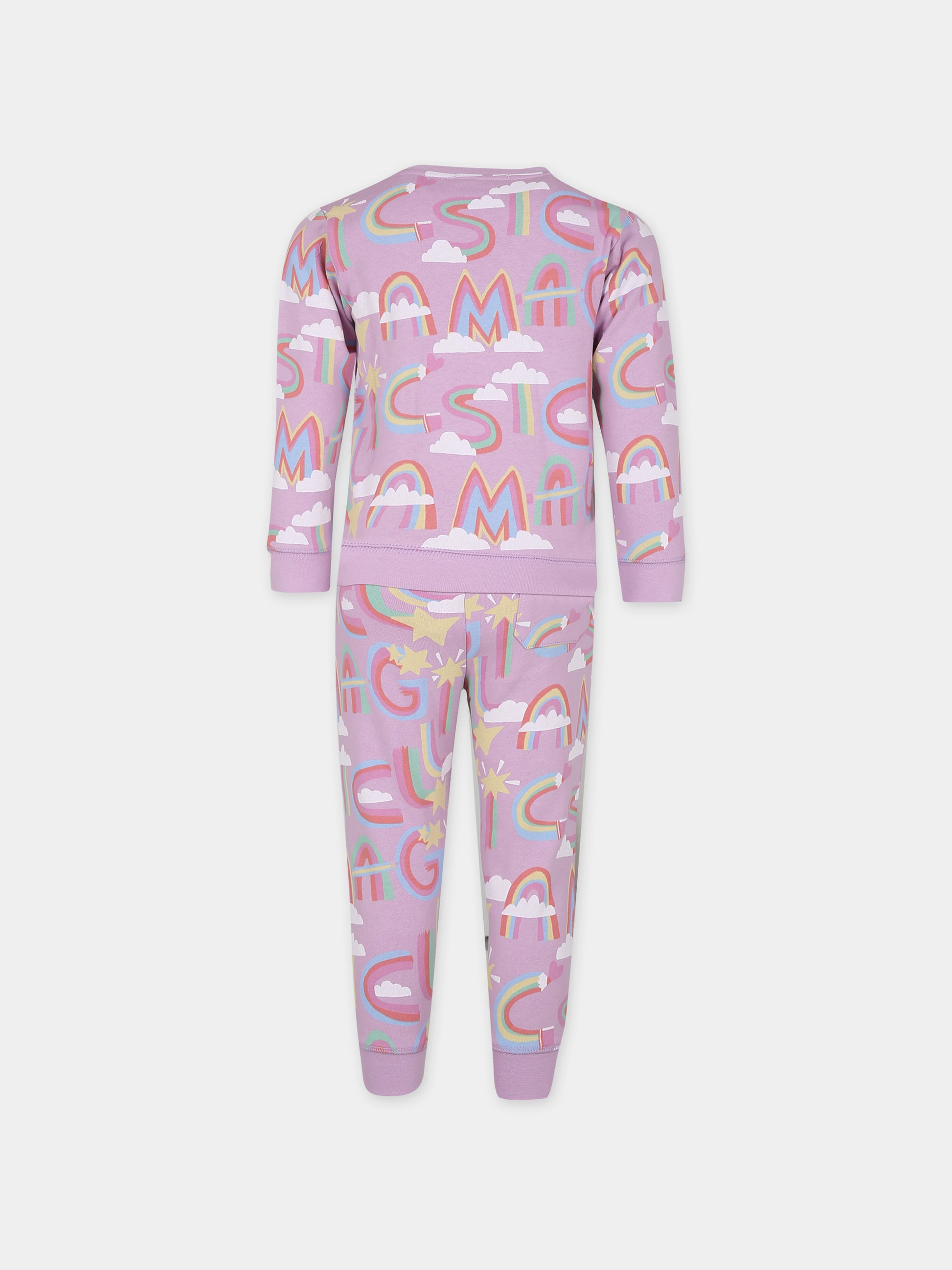 Completo viola per bambina con logo arcobaleno all-over,Stella Mccartney Kids,TT3A10 Z1357 516MC