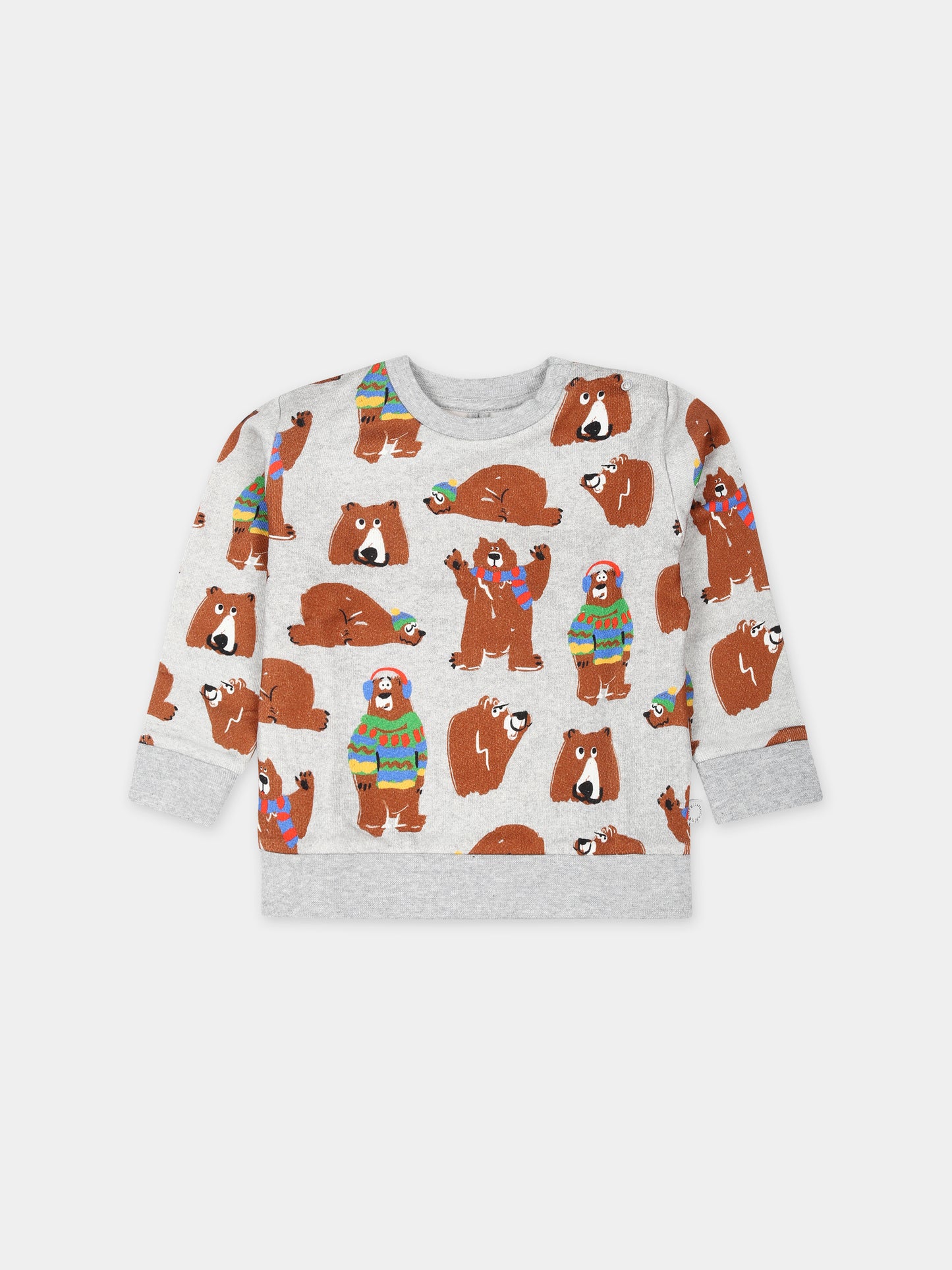 Felpa grigia per neonato con stampa orso,Stella Mccartney Kids,TT4520 Z1464 905MC