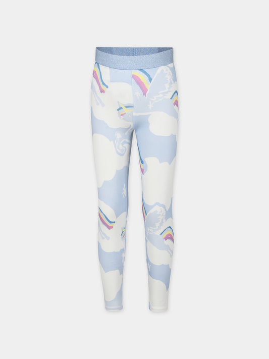 Leggings celesti per bambina con unicorno,Stella Mccartney Kids,TT6B50 Z1353 602MC