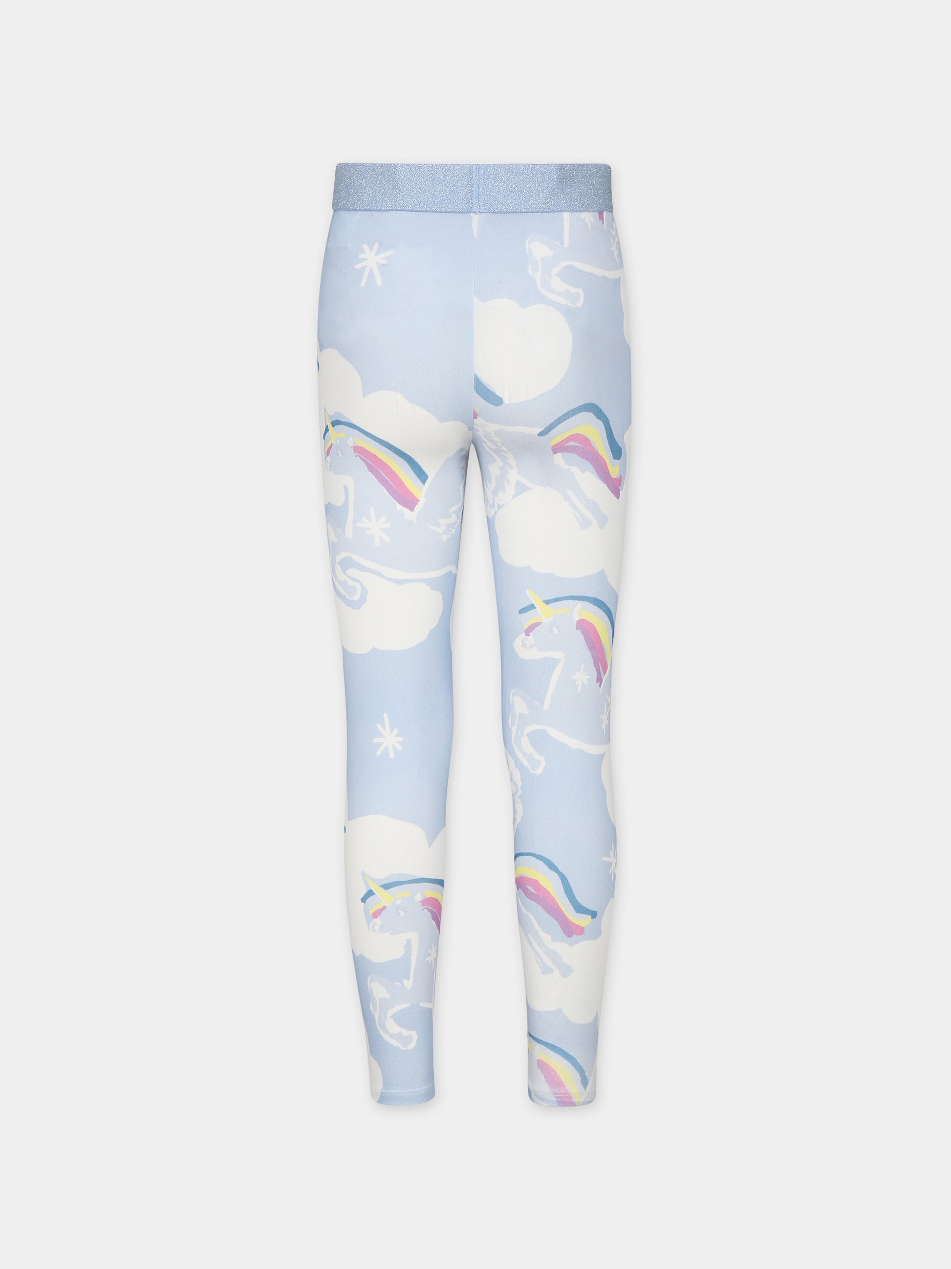 Leggings celesti per bambina con unicorno,Stella Mccartney Kids,TT6B50 Z1353 602MC