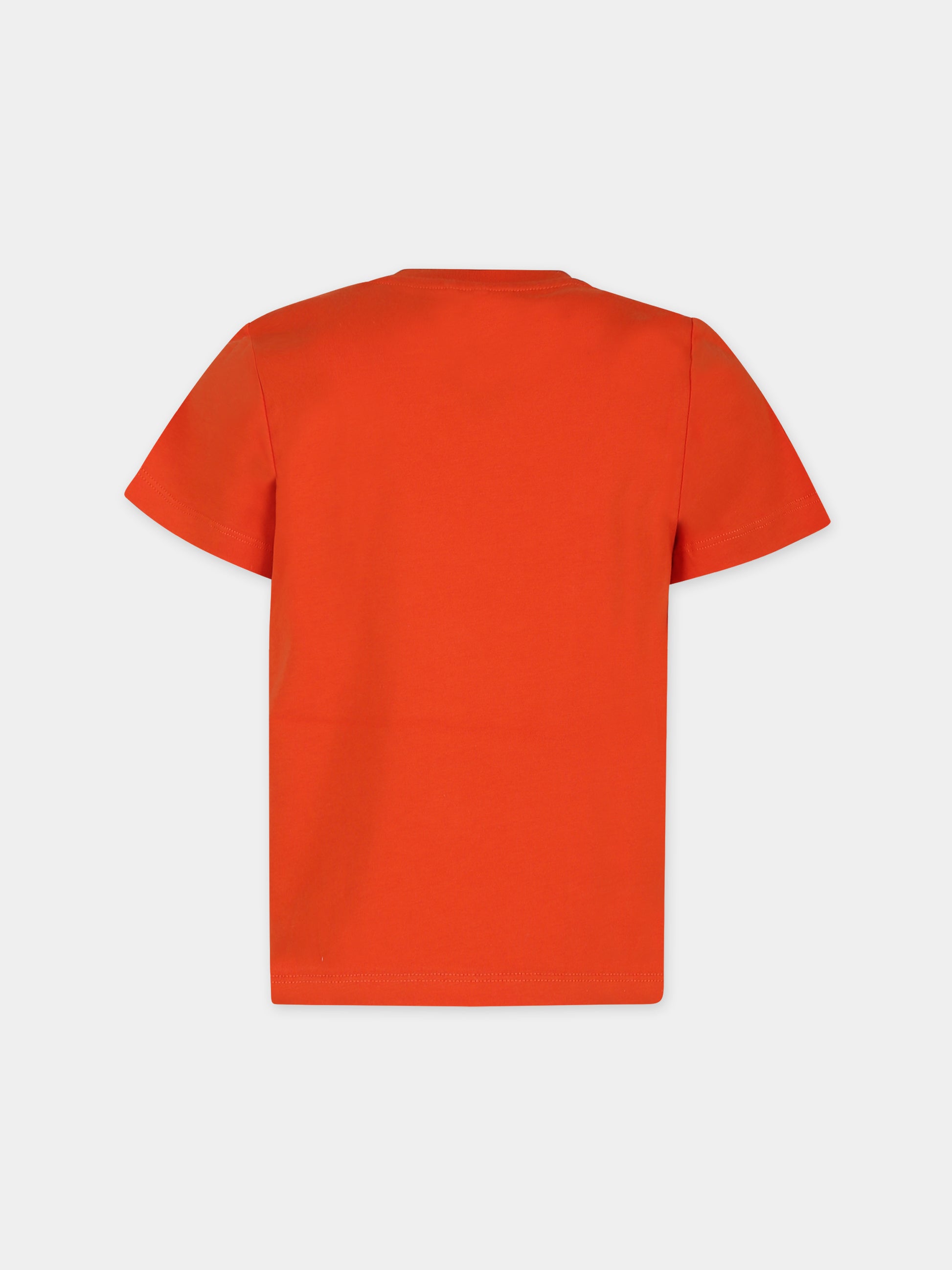 T-shirt arancione per bambina con fiori e logo,Stella Mccartney Kids,TT8B91 Z0434 437