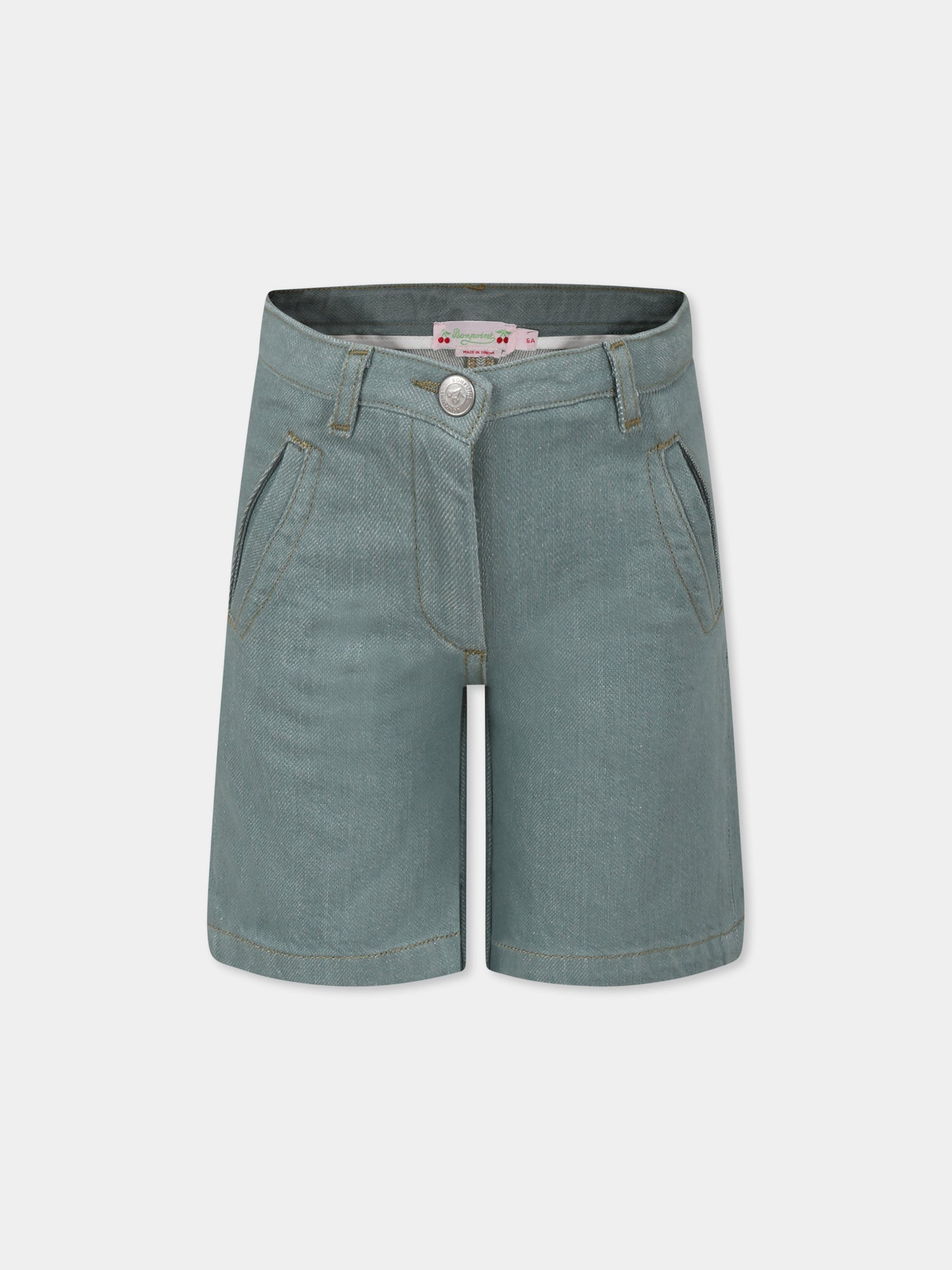 Shorts verdi per bambina con ciliegie