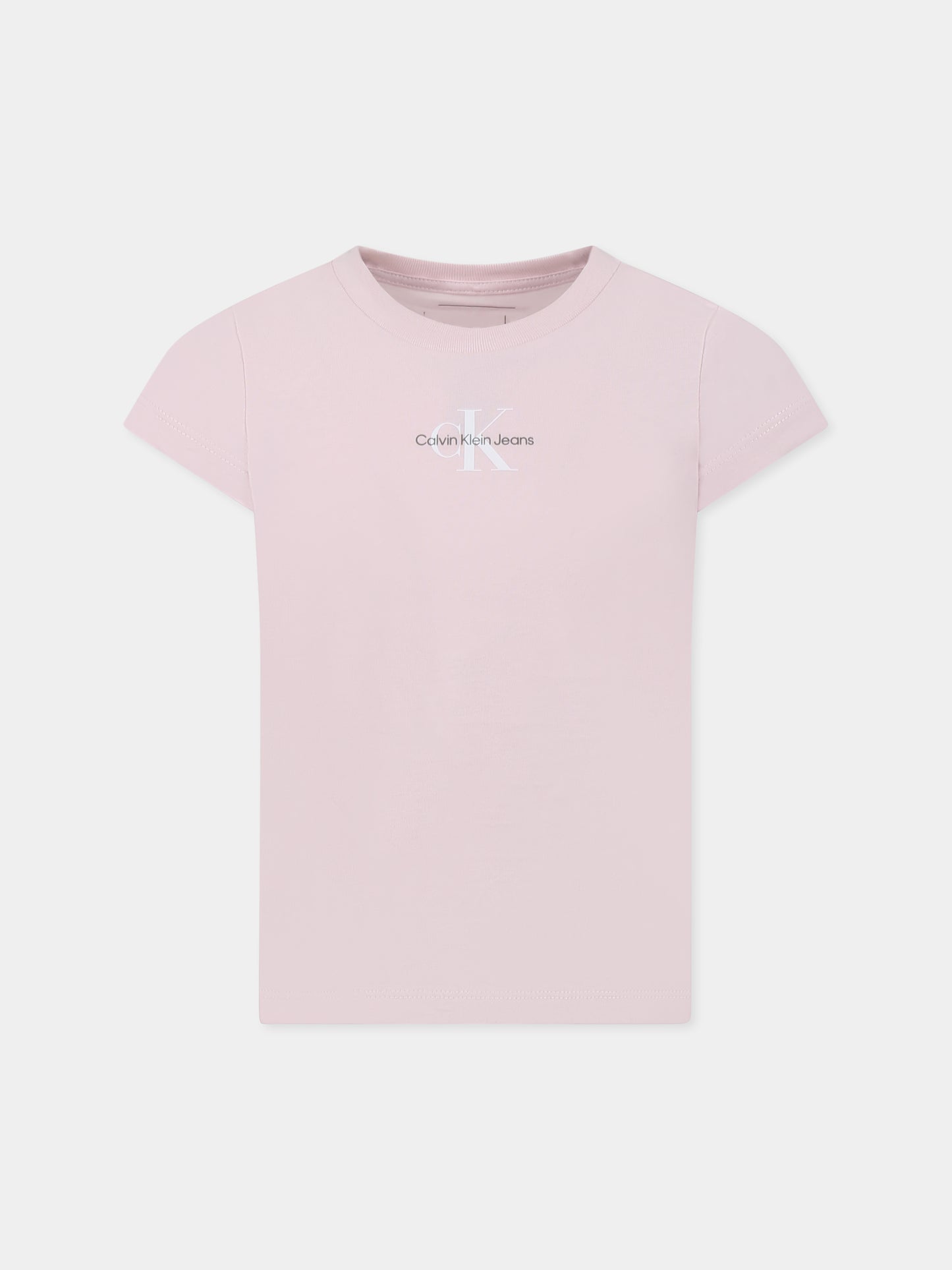 T-shirt rosa per bambina con logo