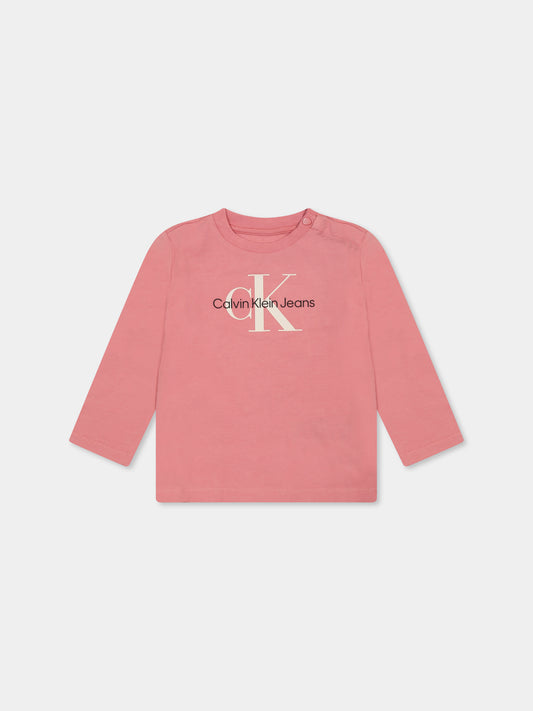 T-shirt rosa per neonata con logo,Calvin Klein Kids,24F CKIN0IN00005J IN0IN00005 VAZ