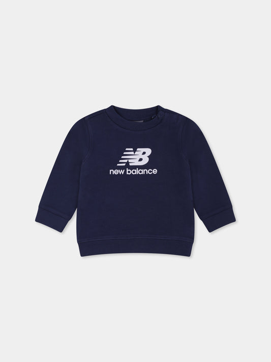 Felpa blu per neonato con logo,New Balance,25S NBLAKB0224 LAKB0224 NNY