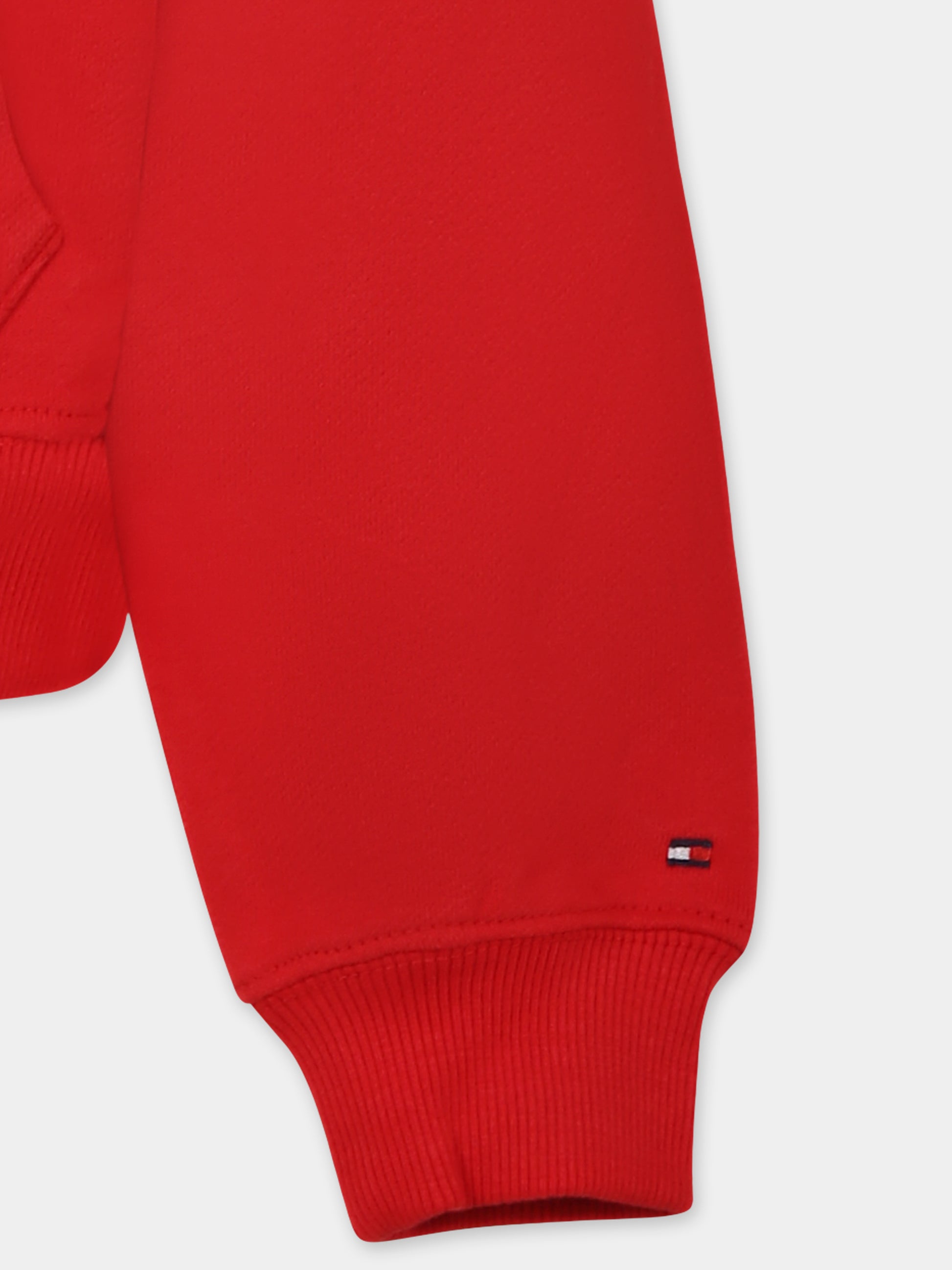 Felpa crop rossa per bambina con logo,Tommy Hilfiger Junior,24F THKG0KG08520T KG0KG08520 XME