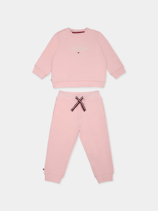 Completo rosa per neonata con logo