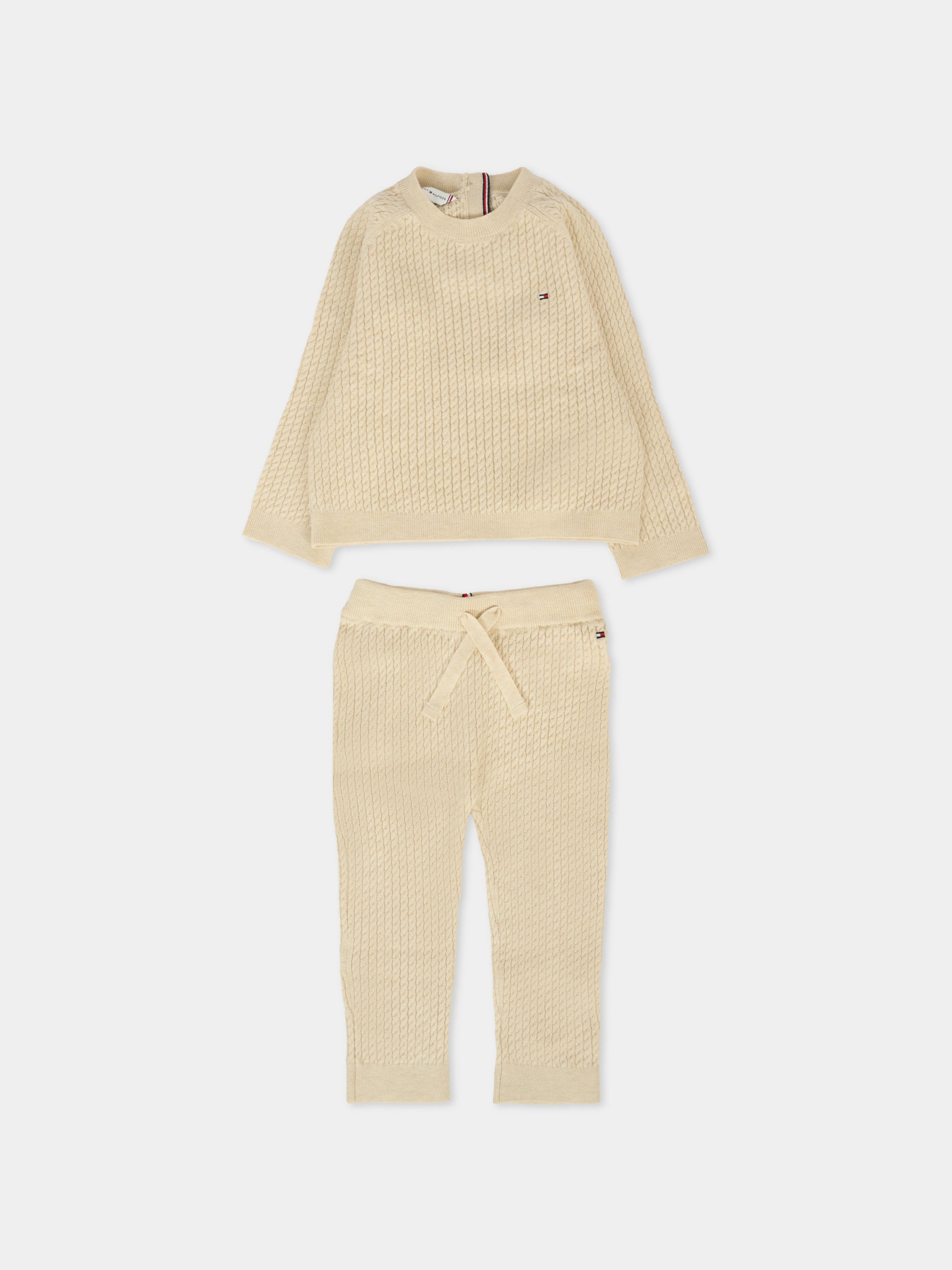 Completo nascita beige per neonati con bandierina,Tommy Hilfiger Junior,24F THKN0KN01983J KN0KN01983 GLK