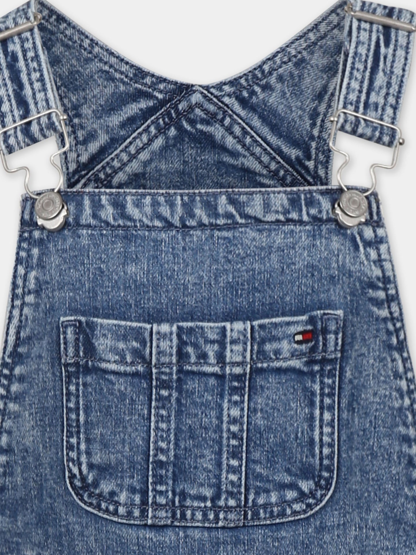 Salopette denim per bambini con bandierina,Tommy Hilfiger Junior,24F THKS0KS00615J KS0KS00615 1BJ