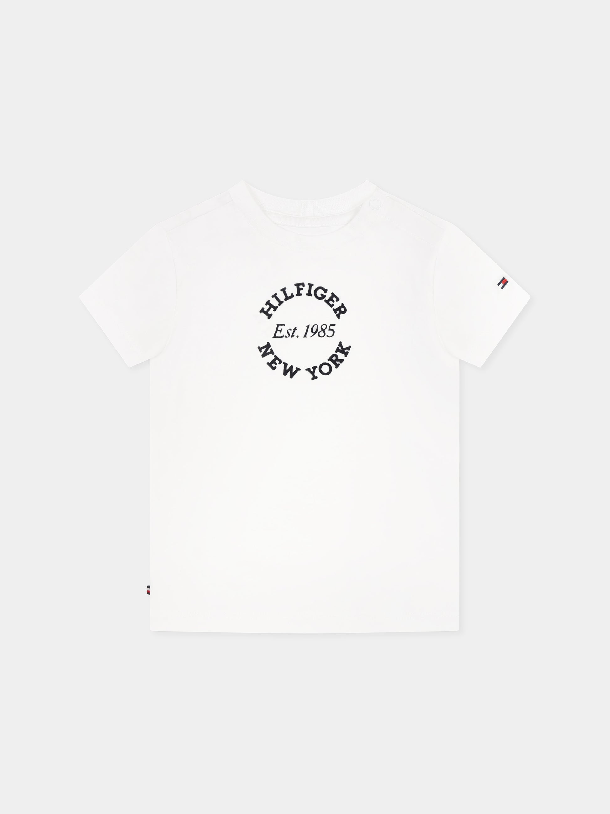 T-shirt bianca per neonati con logo,Tommy Hilfiger Junior,24F THKN0KN01964J KN0KN01964 YBR