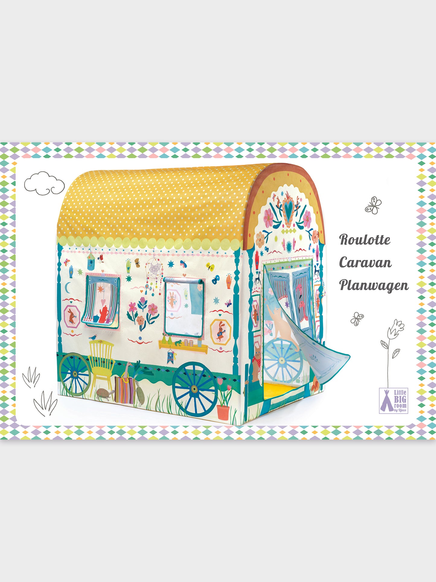 Tenda roulotte multicolor per bambini con fiori,Djeco,DD04495