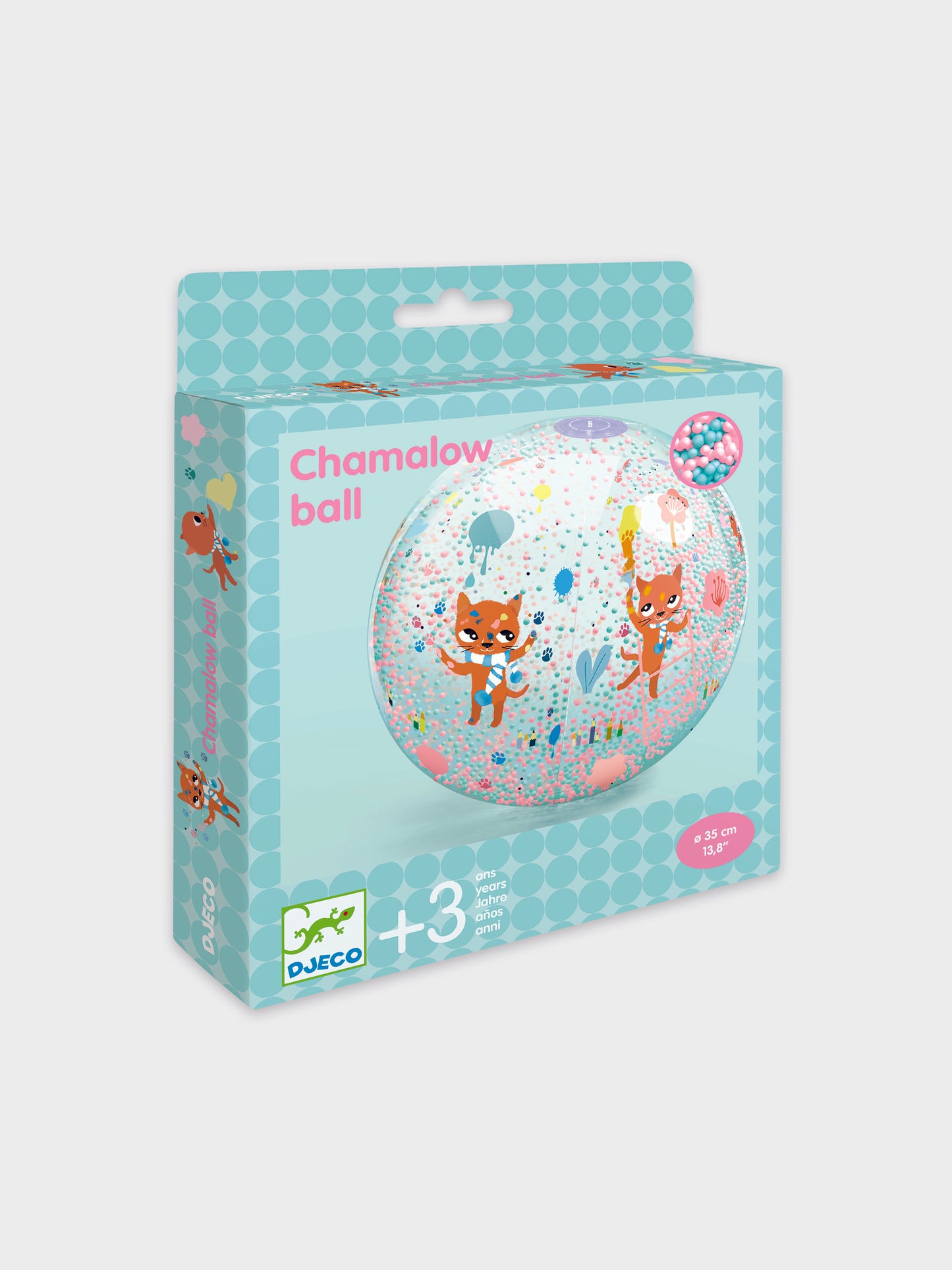 Pallone Bolle multicolor per bambini con stampa gatto,Djeco,DJ00177