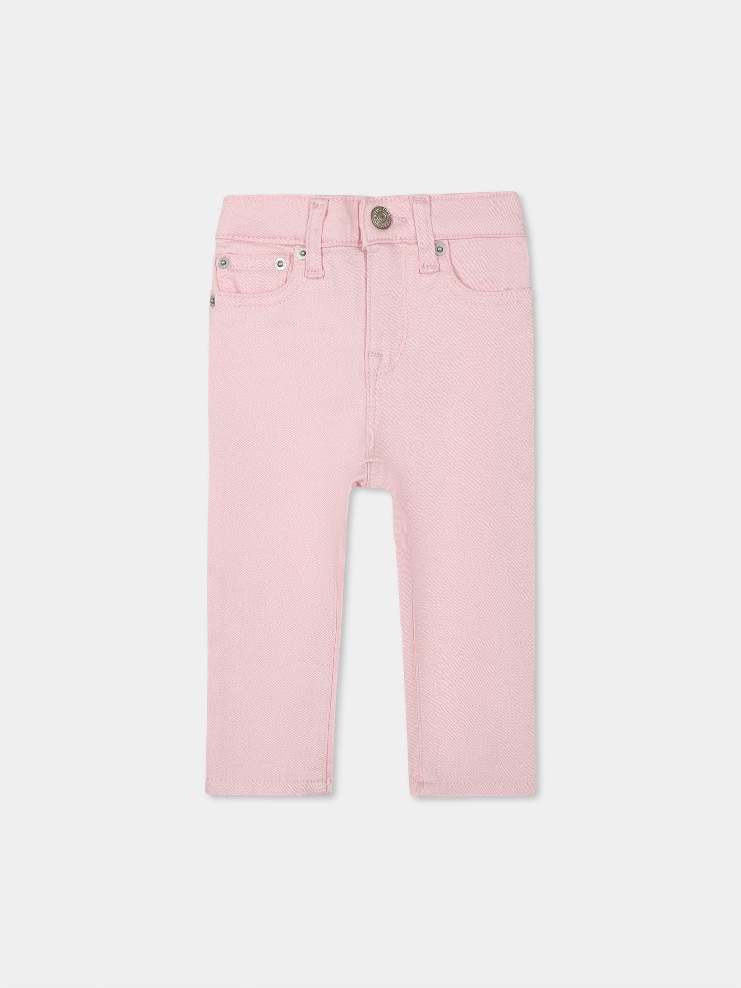 Jeans rosa per neonata con logo