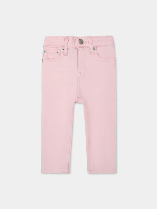 Jeans rosa per neonata con logo,Ralph Lauren Kids,945049001 FRAZEE WASH