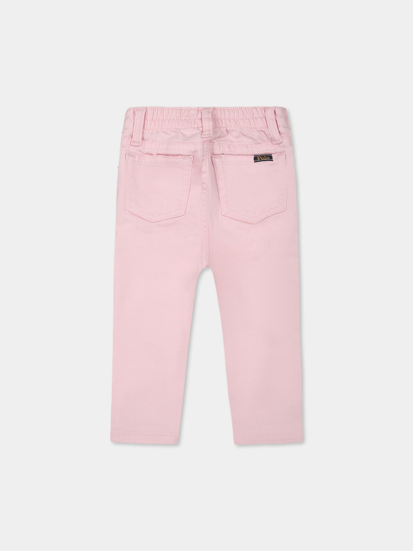 Jeans rosa per neonata con logo