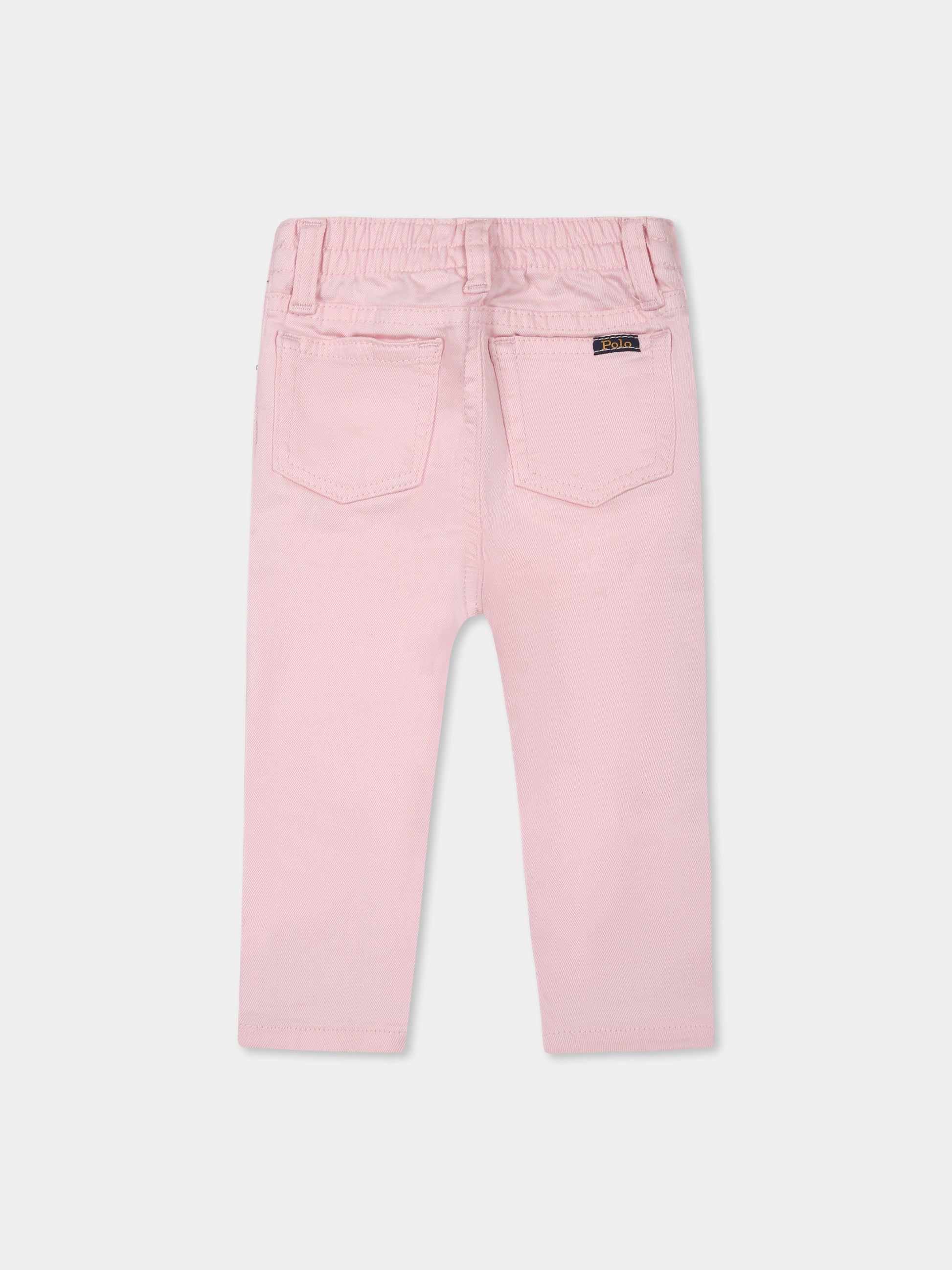 Jeans rosa per neonata con logo,Ralph Lauren Kids,945049001 FRAZEE WASH