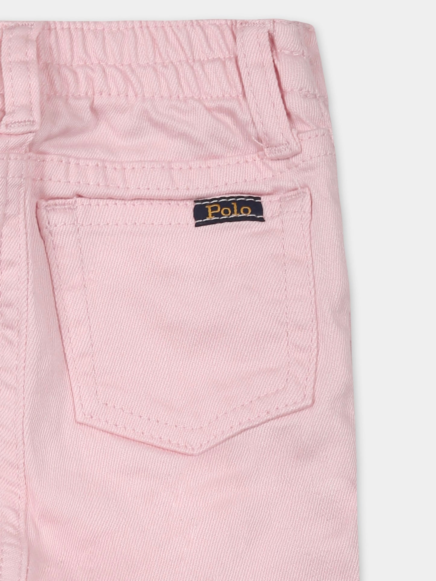 Jeans rosa per neonata con logo