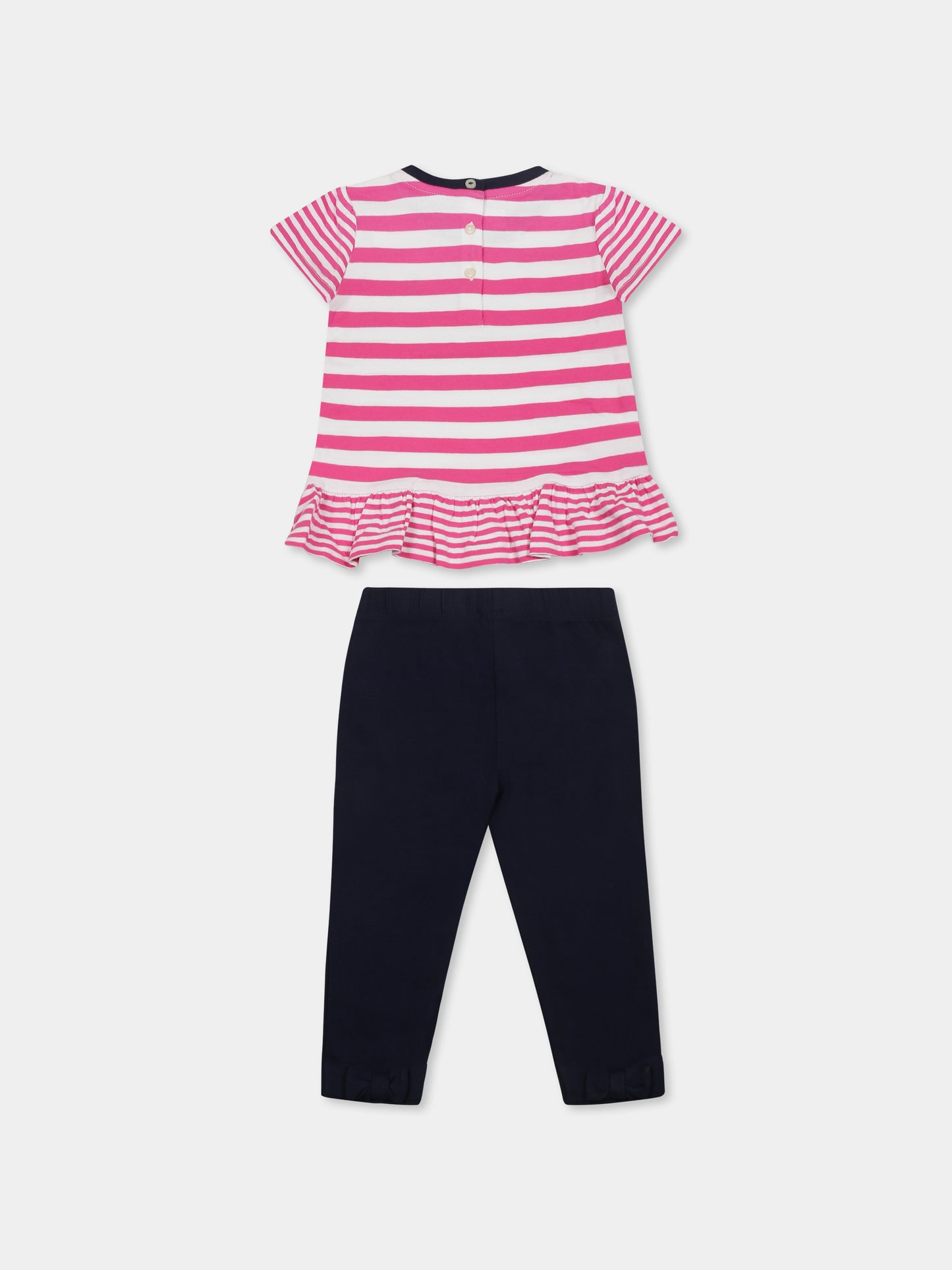 Completo multicolor per neonata con cavallino,Ralph Lauren Kids,958136001 BLMNT PNK/WHT STRIPE