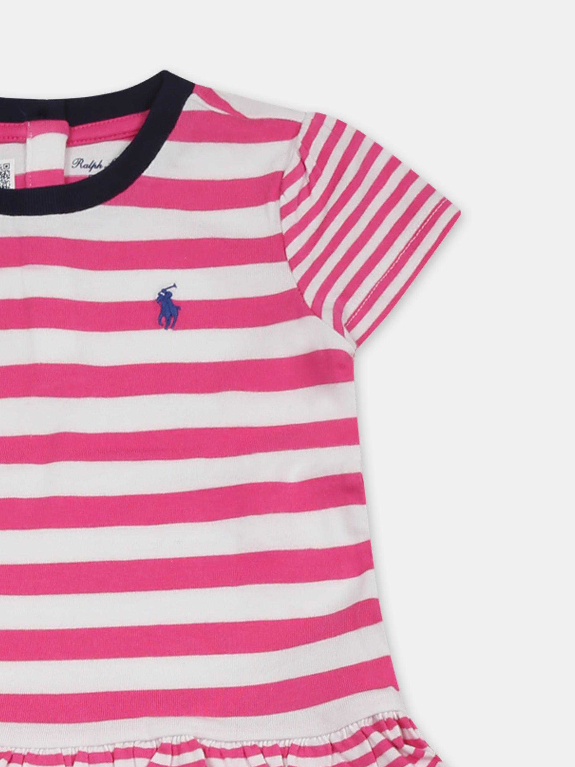 Completo multicolor per neonata con cavallino,Ralph Lauren Kids,958136001 BLMNT PNK/WHT STRIPE