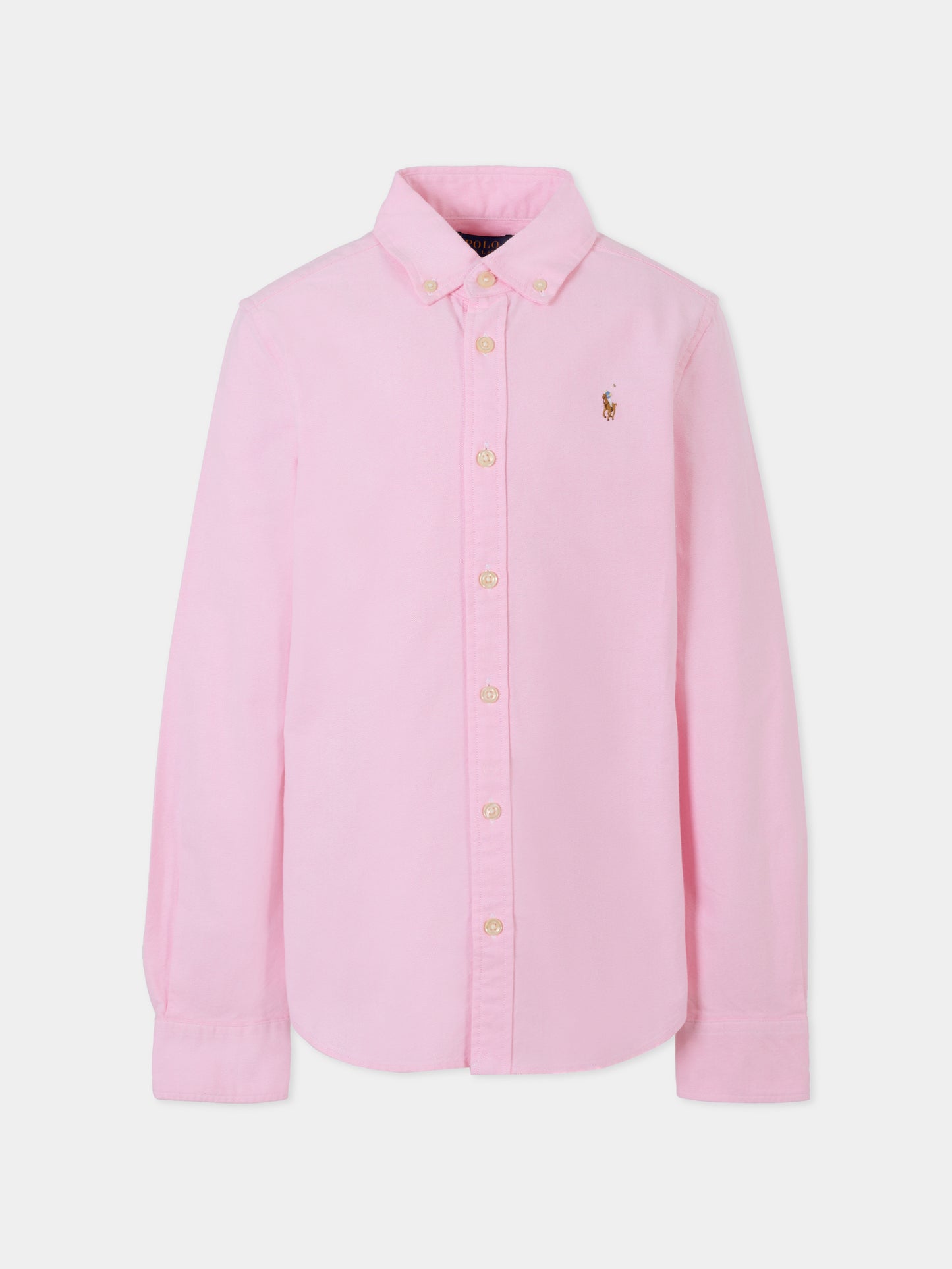 Camicia rosa per bambina con cavallino,Ralph Lauren Kids,929954002 BATH PINK