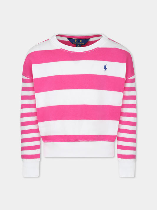 Felpa fucsia per bambina con cavallino