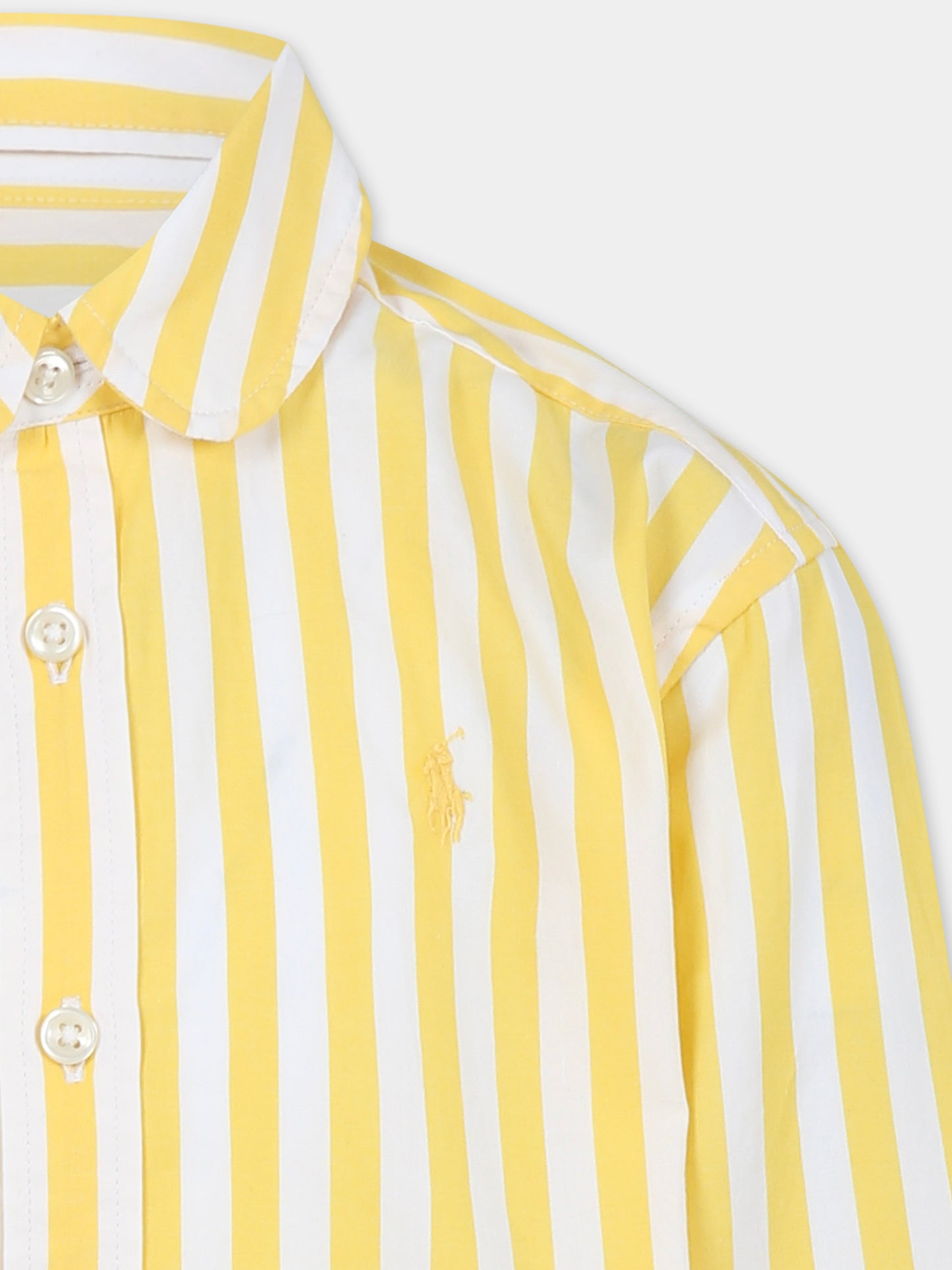 Camicia gialla per bambino con cavallino,Ralph Lauren Kids,957451001 152B CANARY YELLOW WHITE