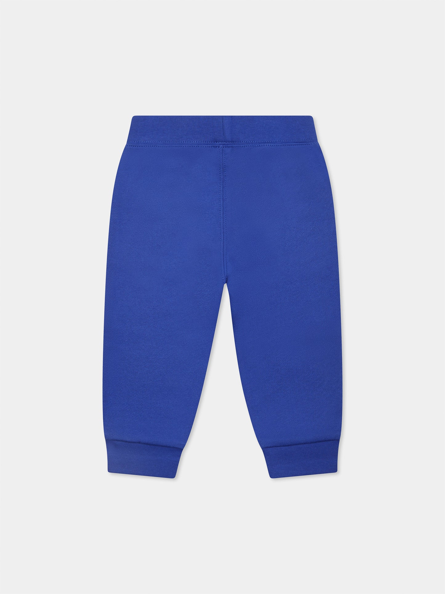 Pantaloni blu per neonato con cavallino
