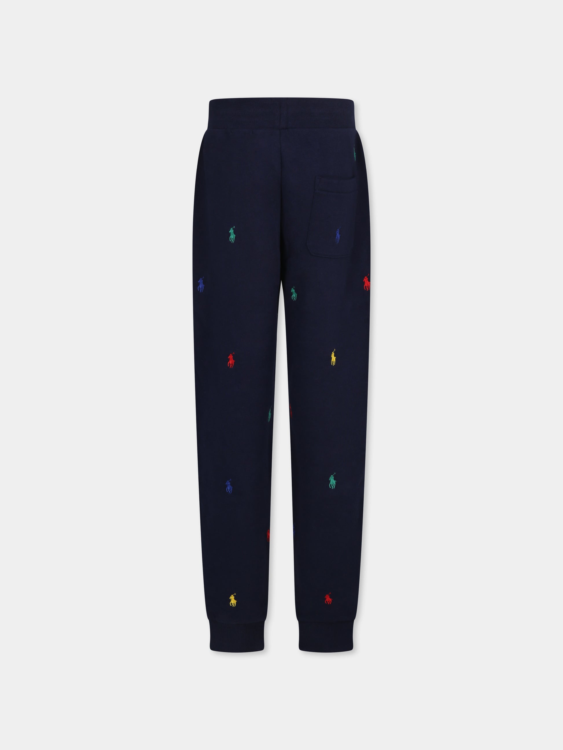 Pantaloni blu per bambino con cavallino all over,Ralph Lauren Kids,846210005 REFINED NAVY CORE