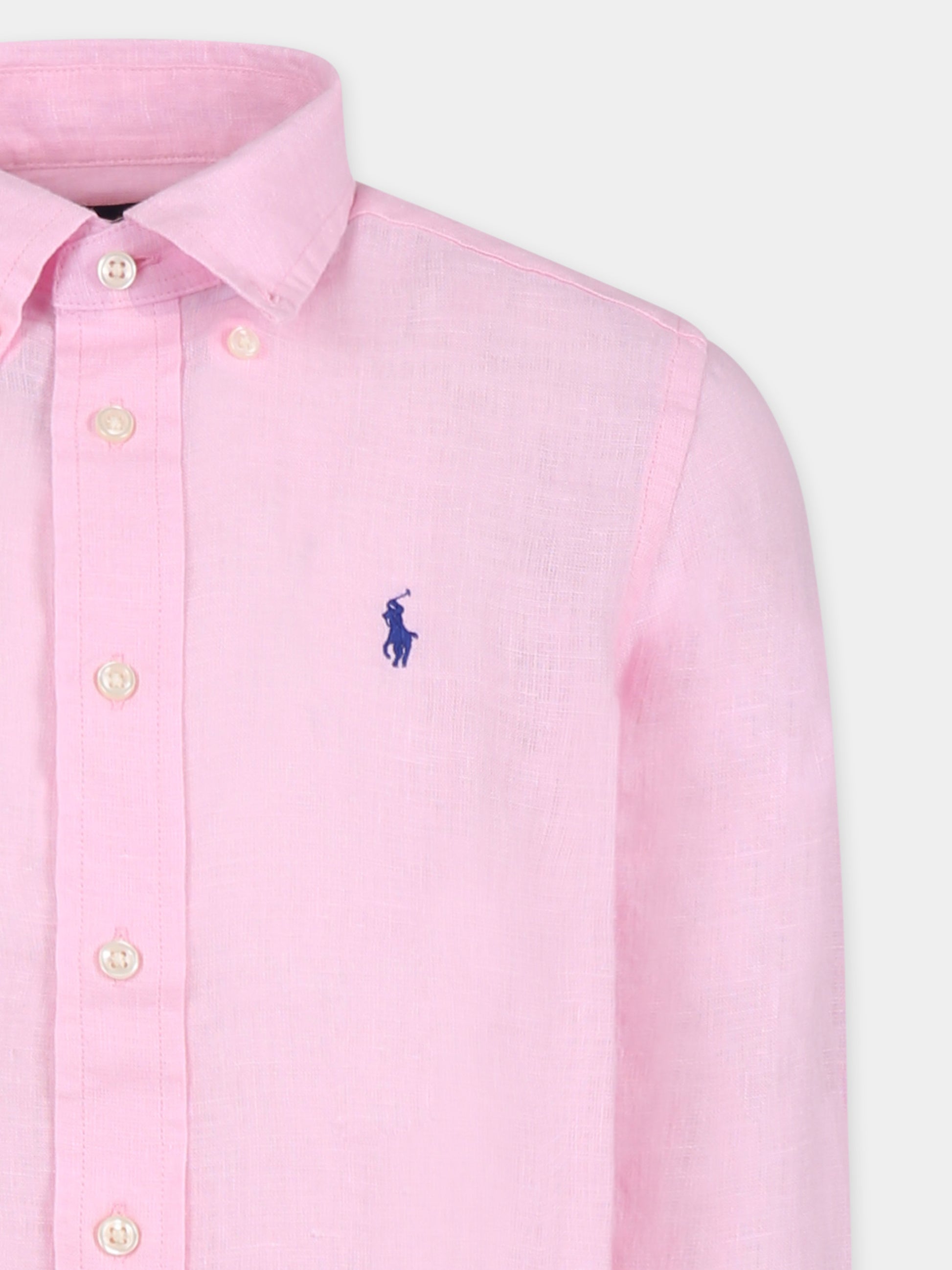 Camicia rosa per bambino con cavallino,Ralph Lauren Kids,967600002 CARMEL PINK