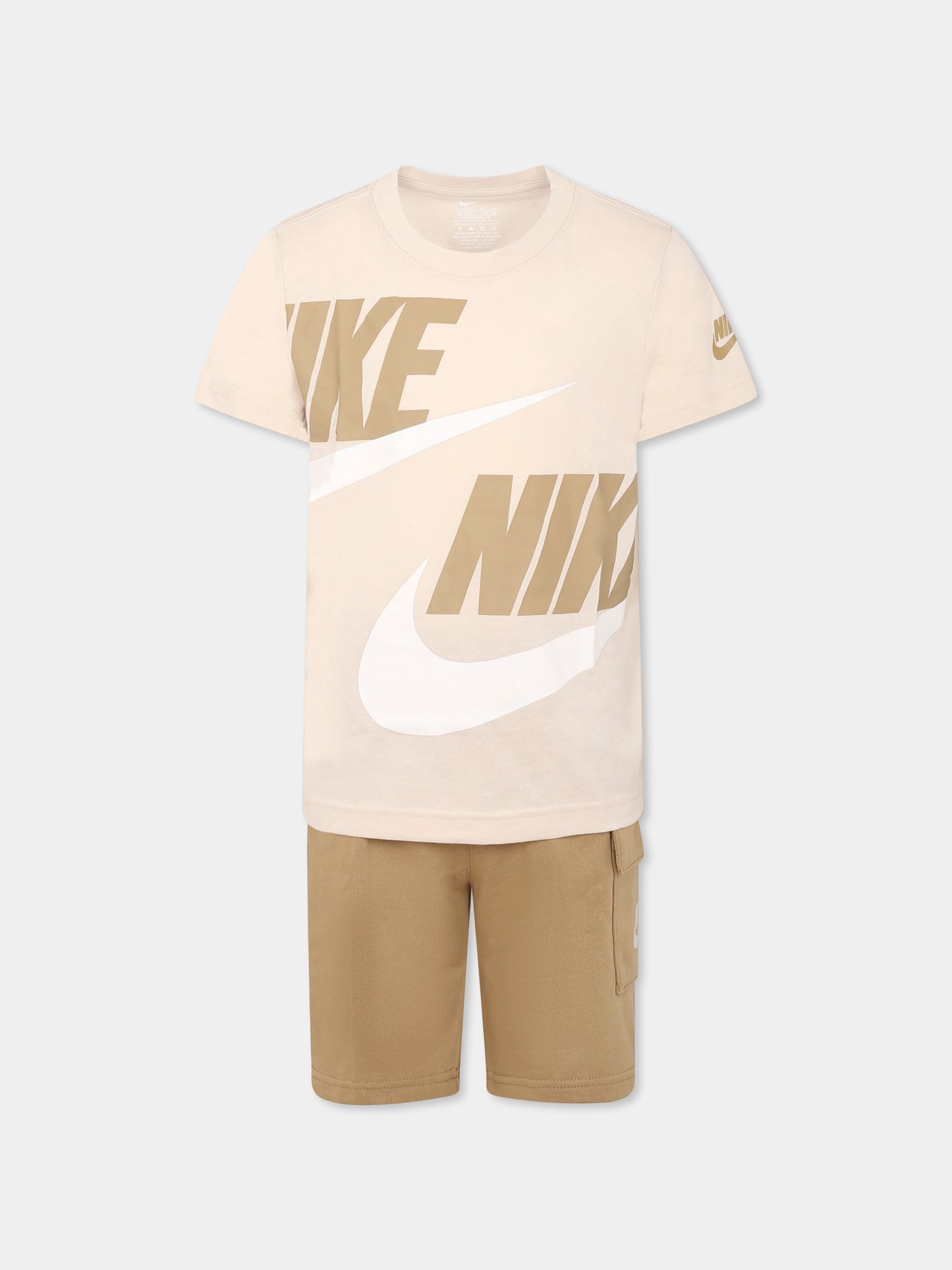 Completo beige per bambini con loghi,Nike,86J213 X3E
