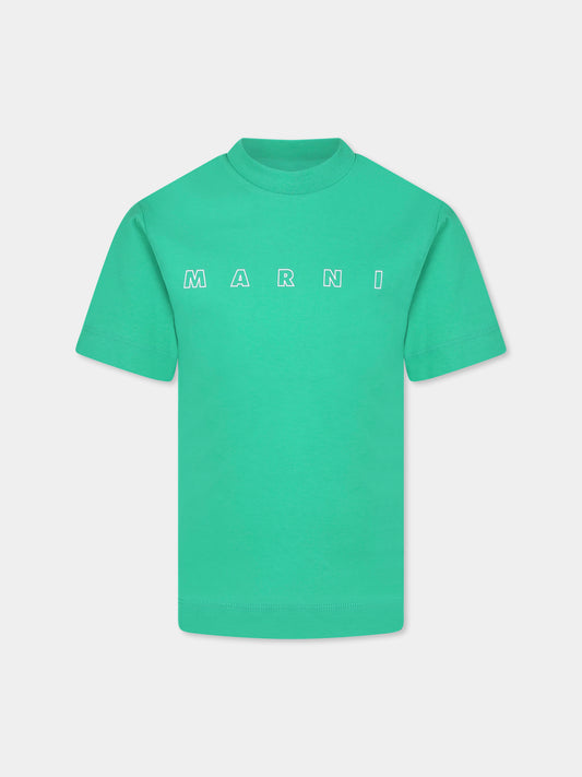 T-shirt verde per bambini con logo,Marni Kids,M01466 M00RF MT279U 0M541