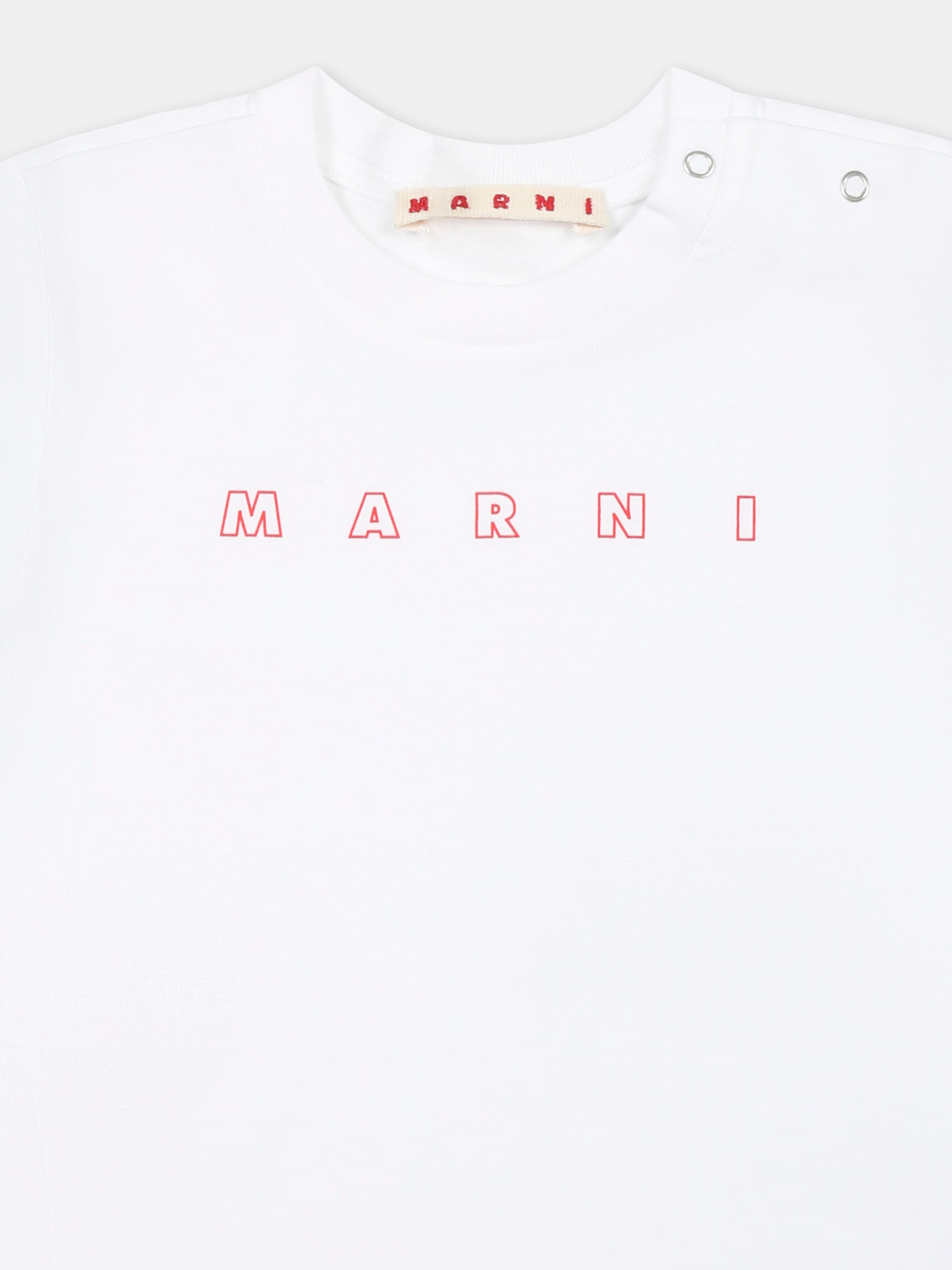 T-shirt bianca per neonati con logo,Marni Kids,M01438 M00RF MT276B 0M100