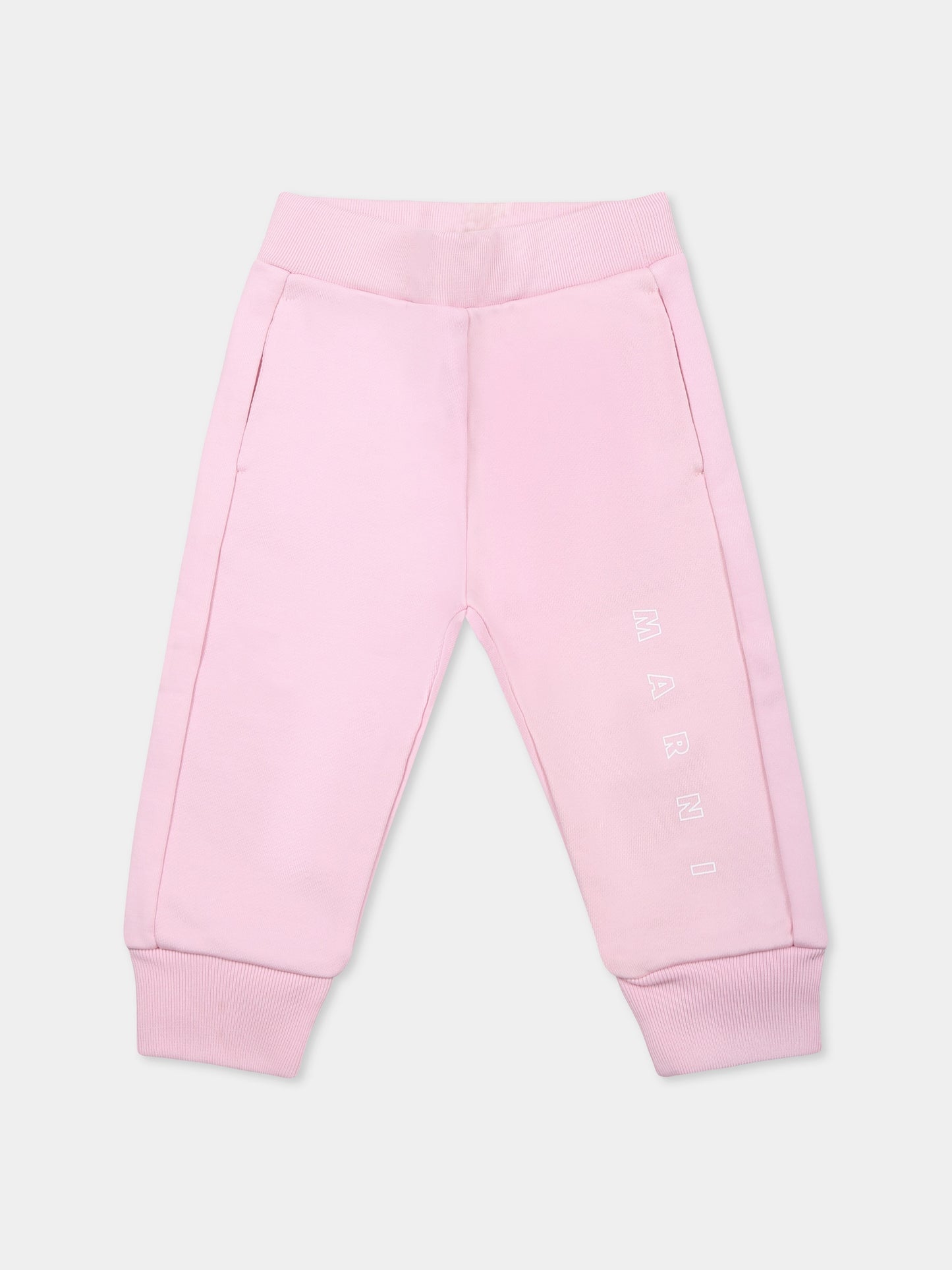 Pantaloni rosa per neonata con logo