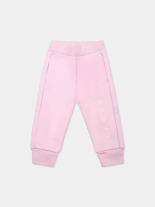 Pantaloni rosa per neonata con logo